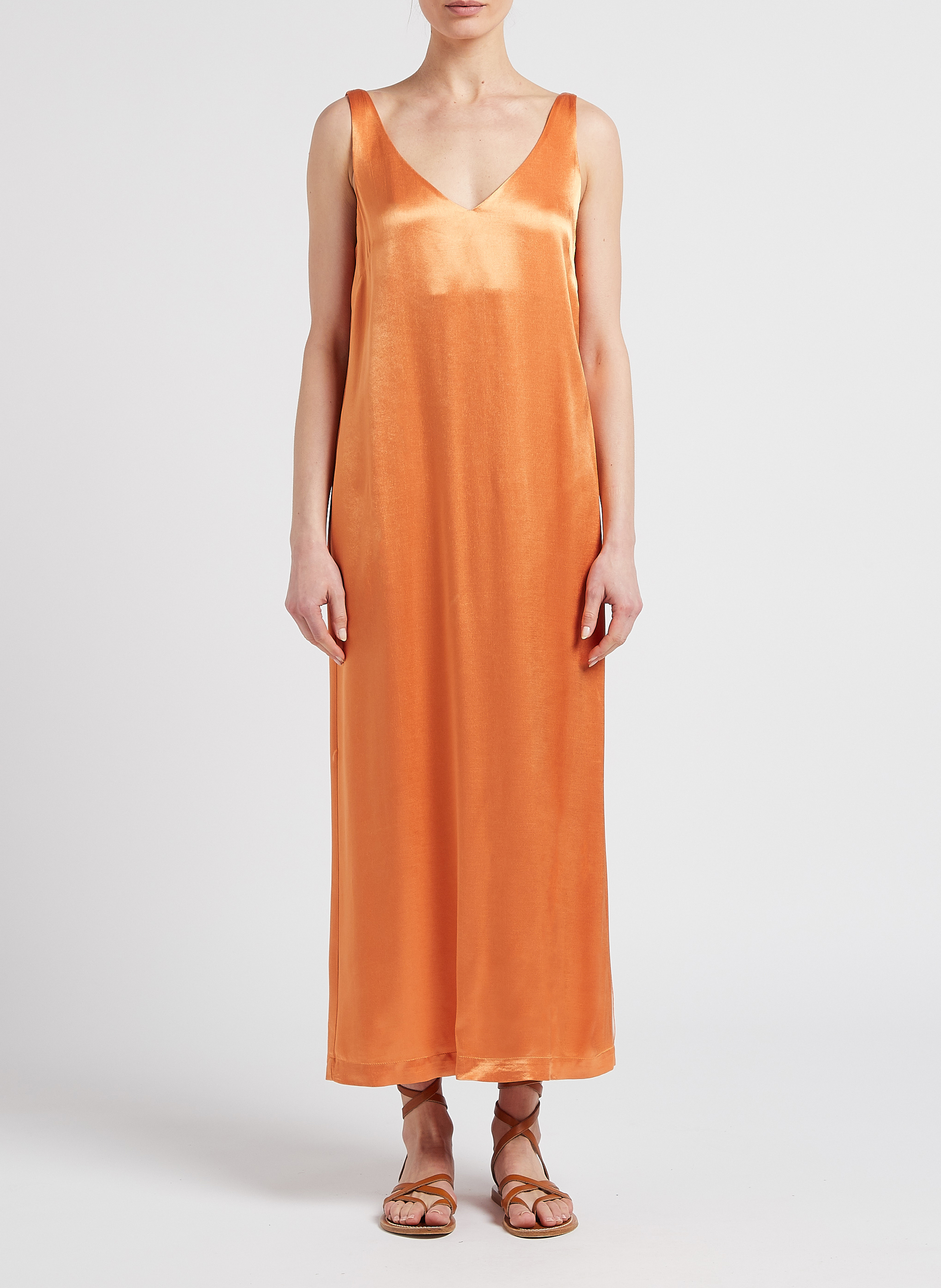 Robe longue en viscose effet satin  COLLECTORS CLUB Orange