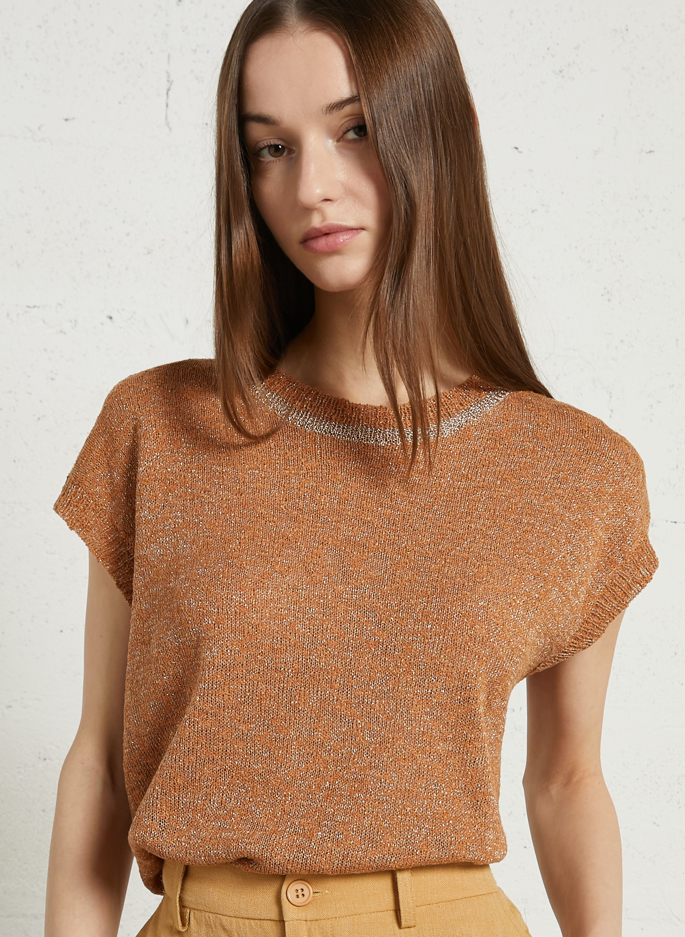 Ärmelloses Oberteil aus metallischem Strick SEE U SOON