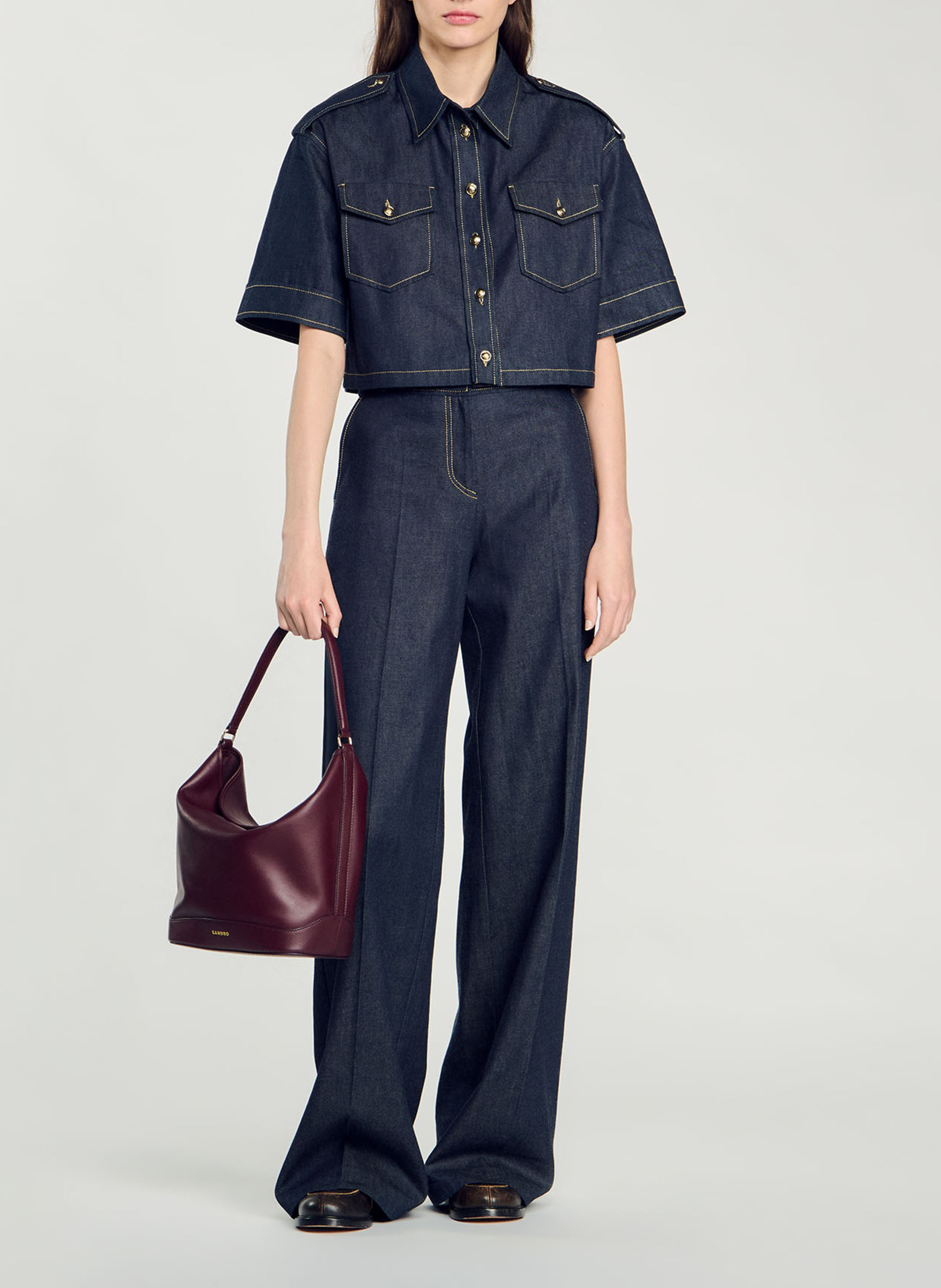 Corina leather bucket bag SANDRO Red