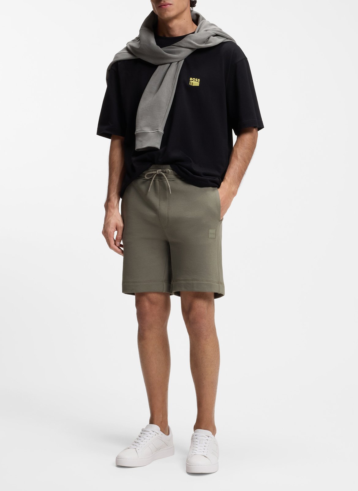 Short droit en coton BOSS Argent