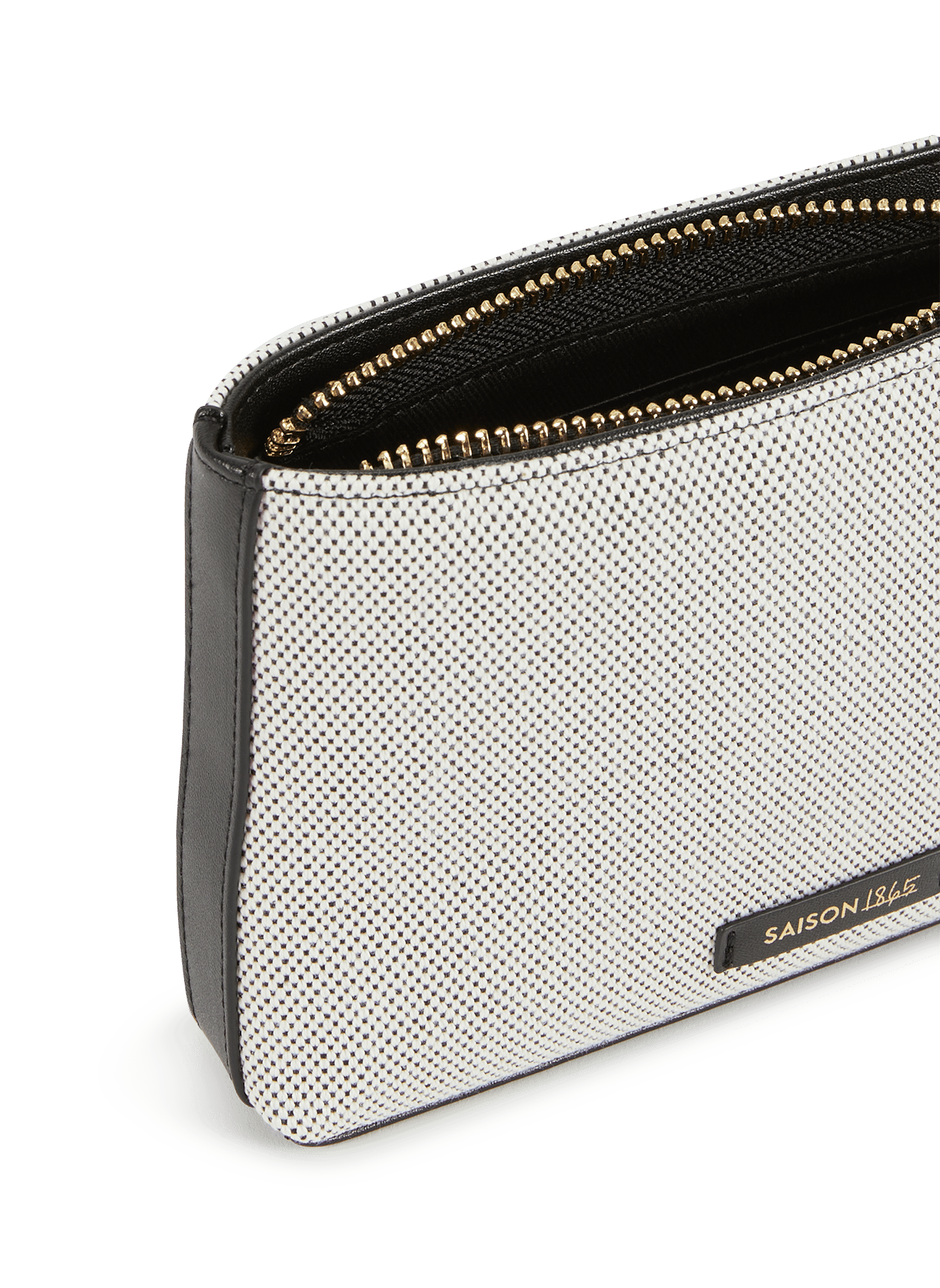 Printed leather clutch bag SAISON 1865 Beige