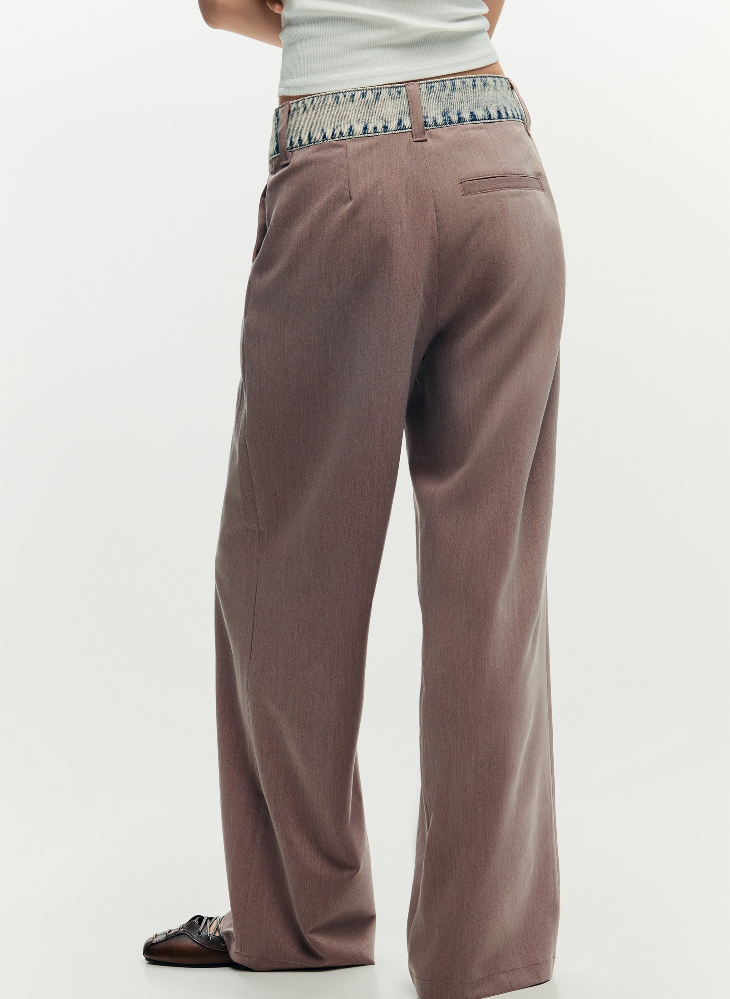 Pantalon à pinces uni taille asymétrique DESIGUAL Rouge