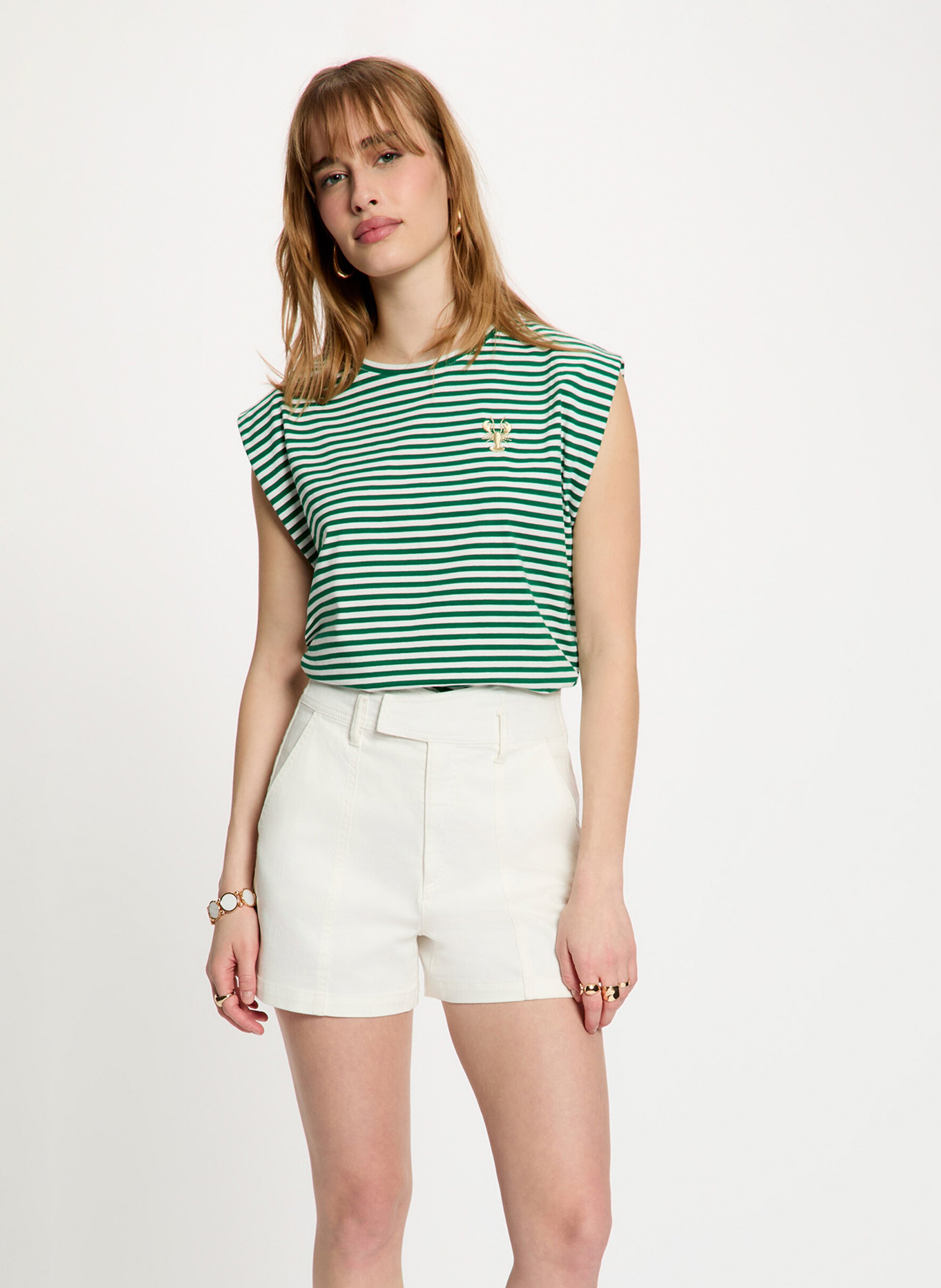 Tee-shirt sans manches à rayures MORGAN Vert