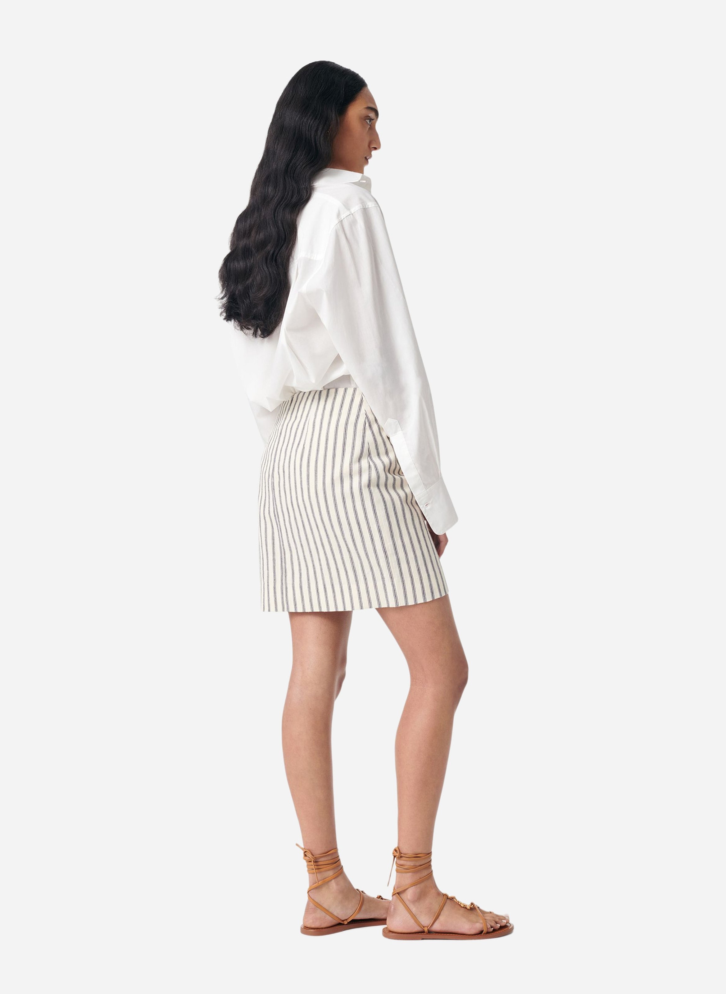 Jupe courte droite rayée VANESSA BRUNO Bleu