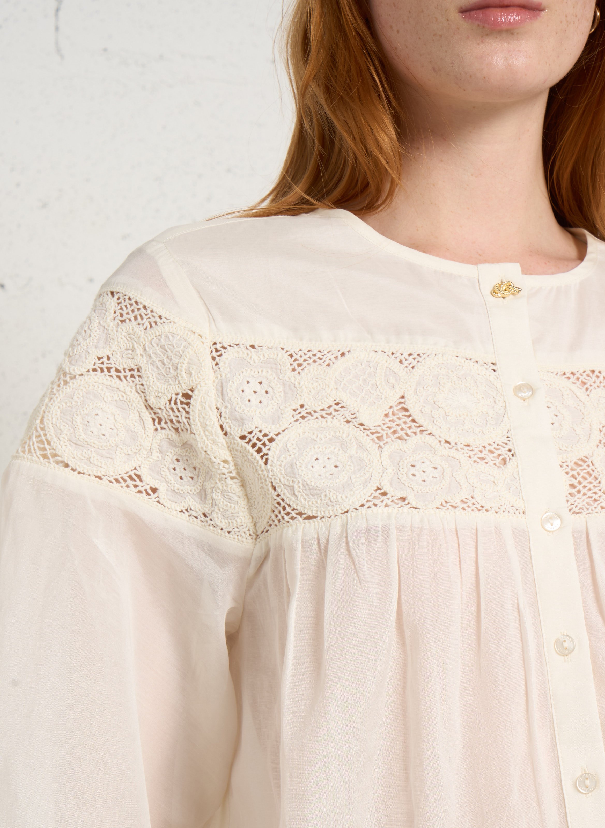 Ruimvallende blouse met ronde hals FABIENNE CHAPOT Wit