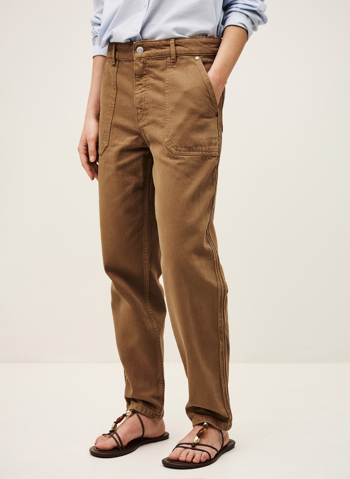 Pantalon droit en coton mélangé BA&SH Marron