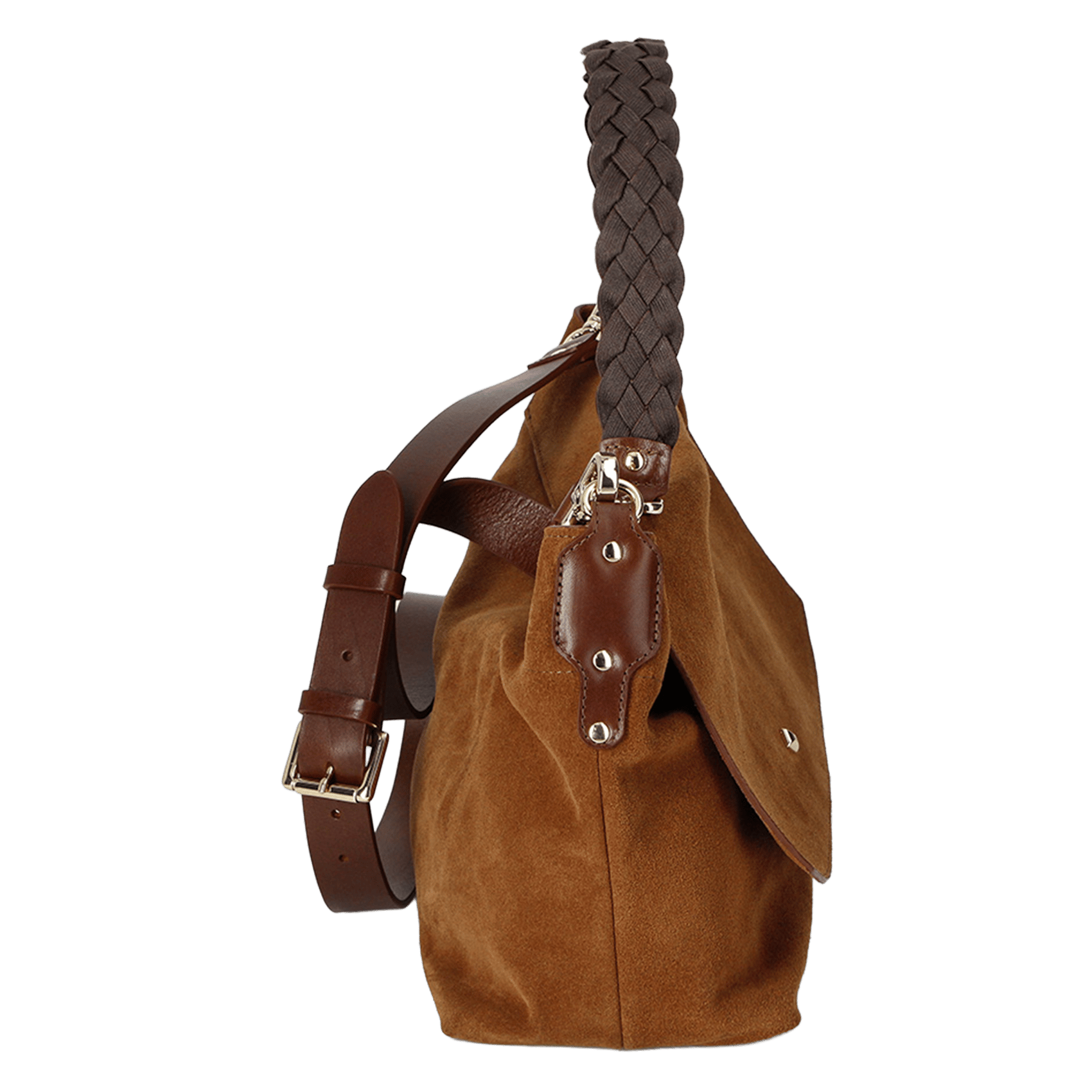 Sac bandoulière en cuir velours HERBERT FRERE SOEUR Marron