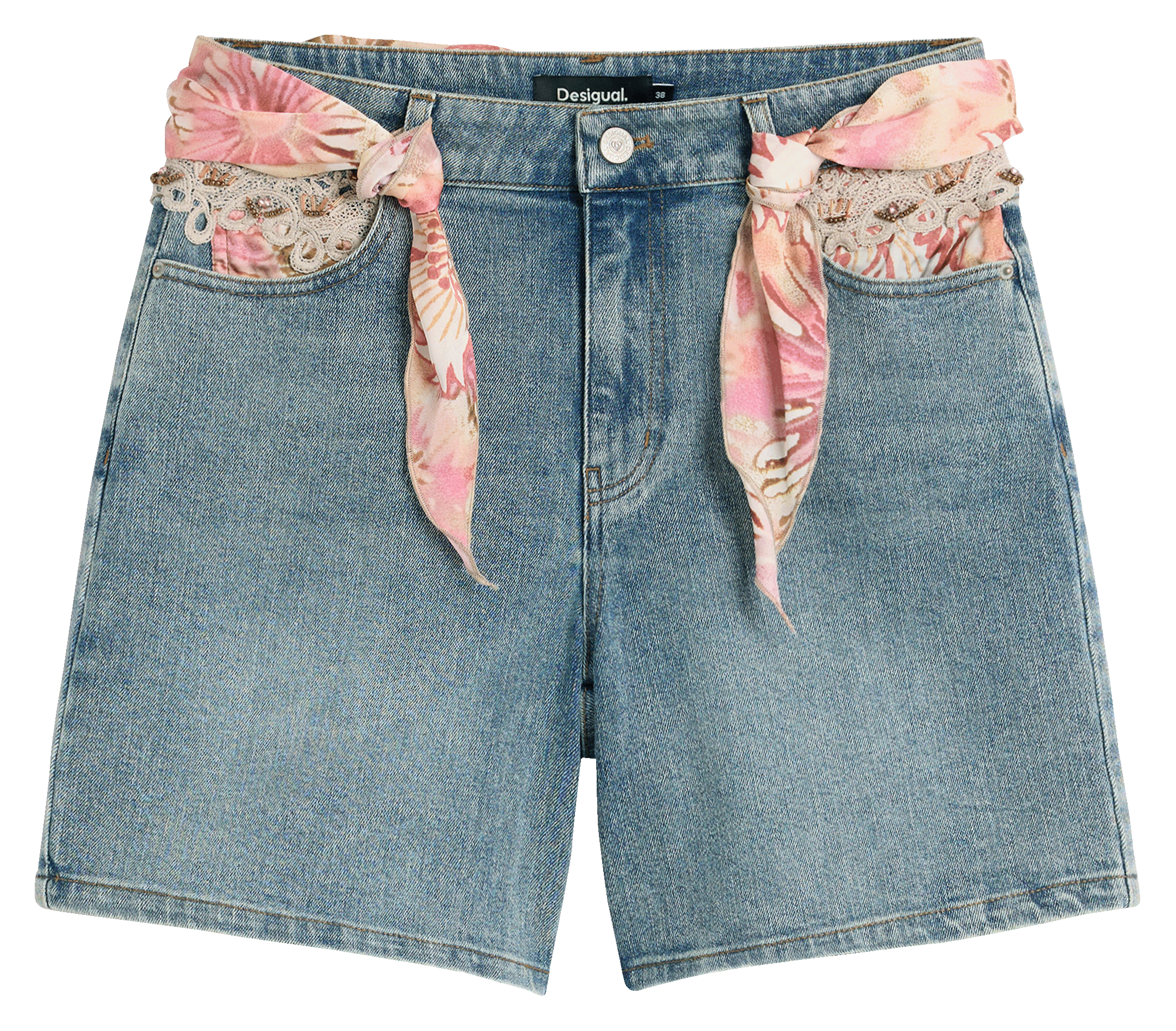 Short droit en coton mélangé DESIGUAL Bleu