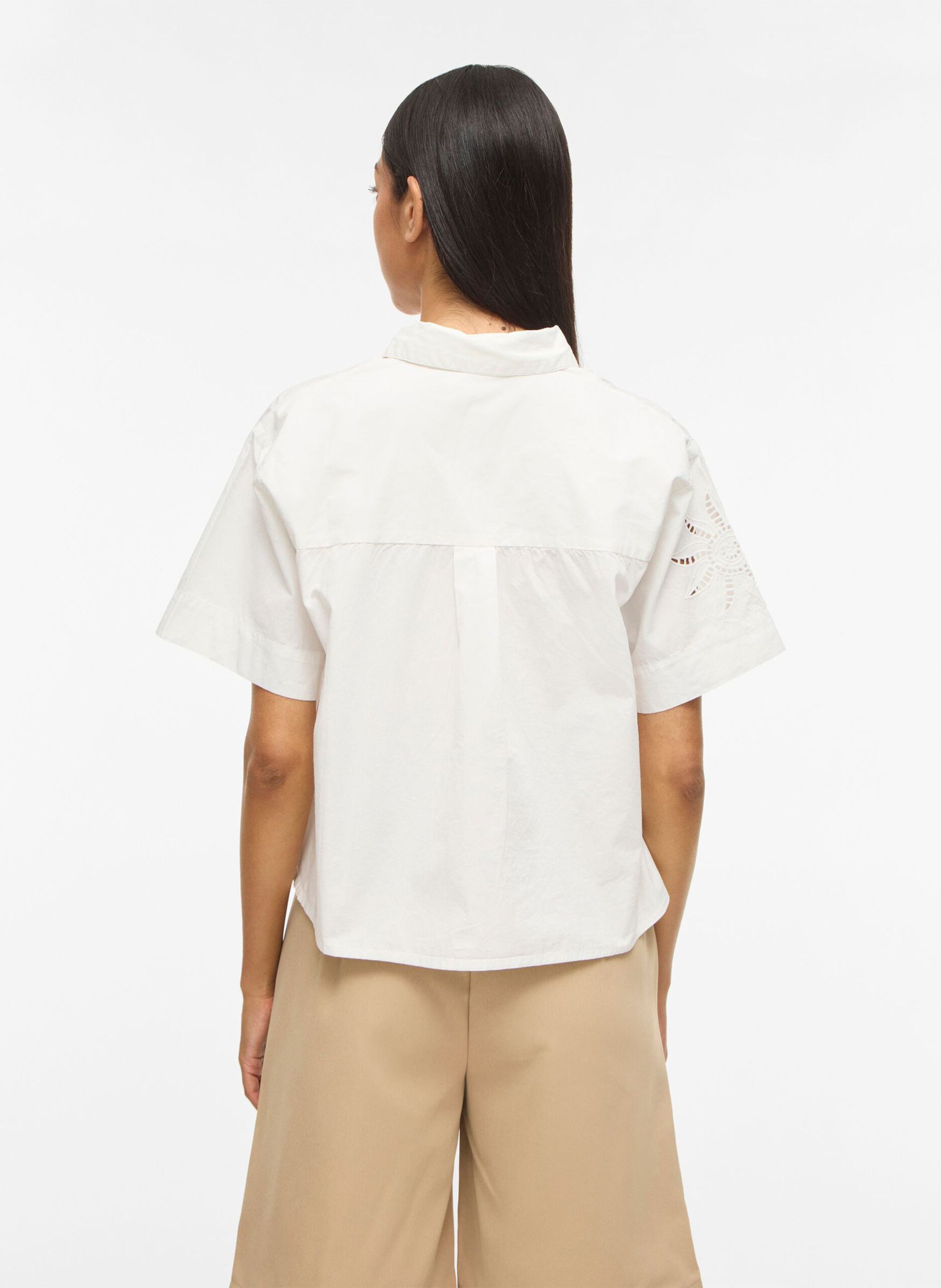 Korte mouwen blouse met borduursels VILA Wit