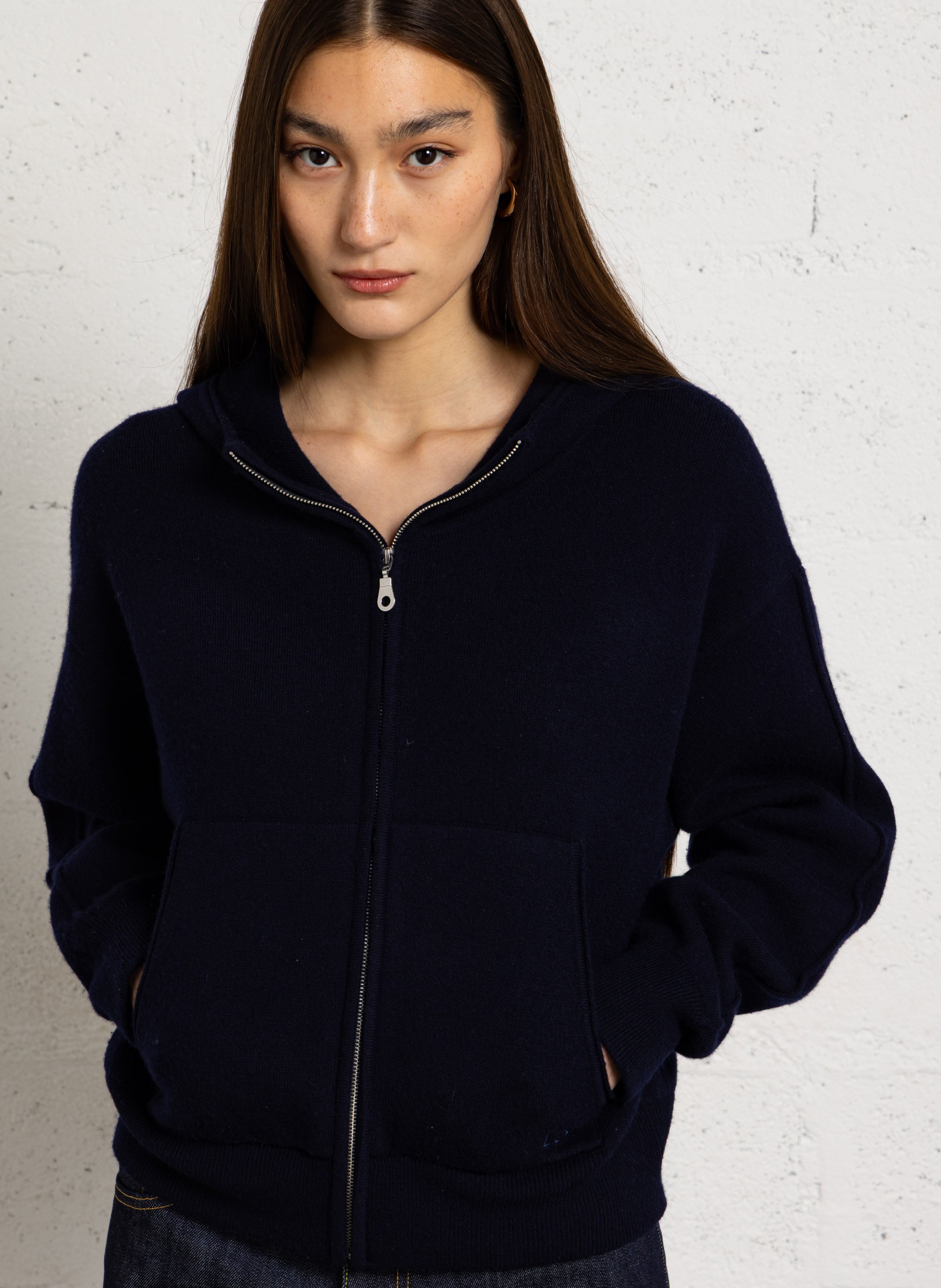 Oversize Kapuzenpullover aus Wolle und Kaschmir MARGAUX LONNBERG Blau