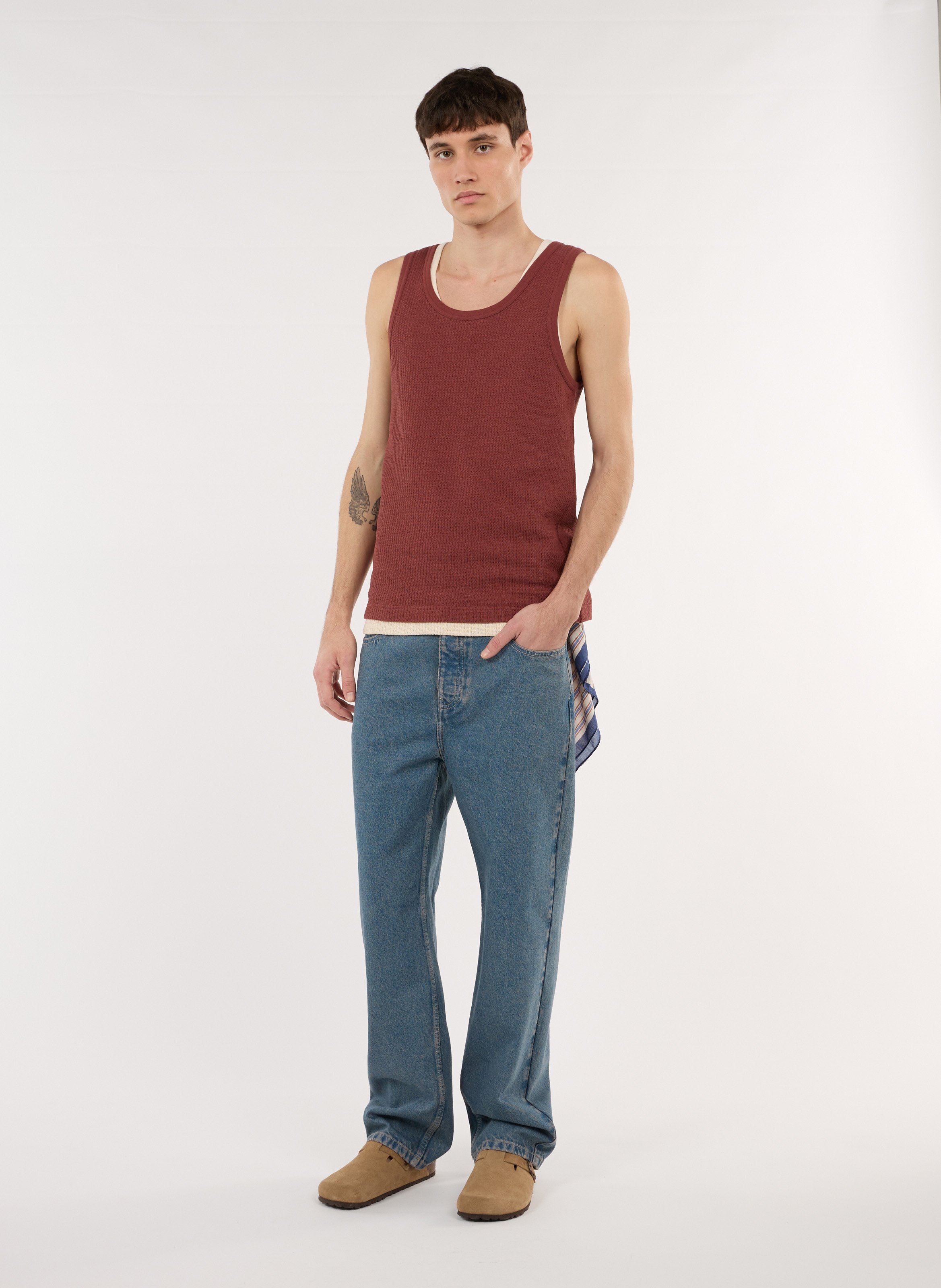 Gerade geschnittenes Rundhals-Tanktop aus Baumwolle SAISON 1865 Braun