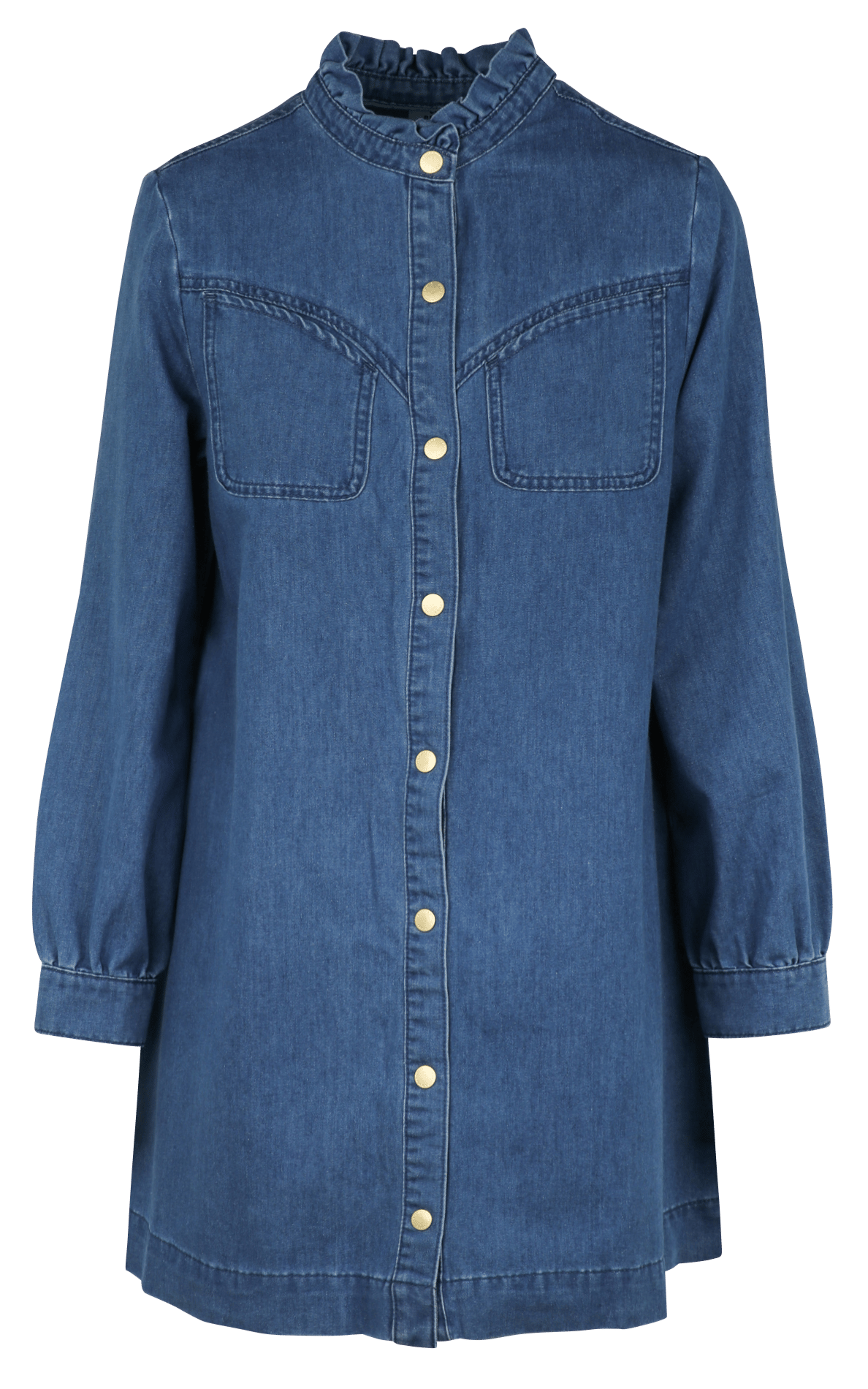 Korte jurk van katoenmix met klassieke kraag LA PETITE ETOILE Blauw