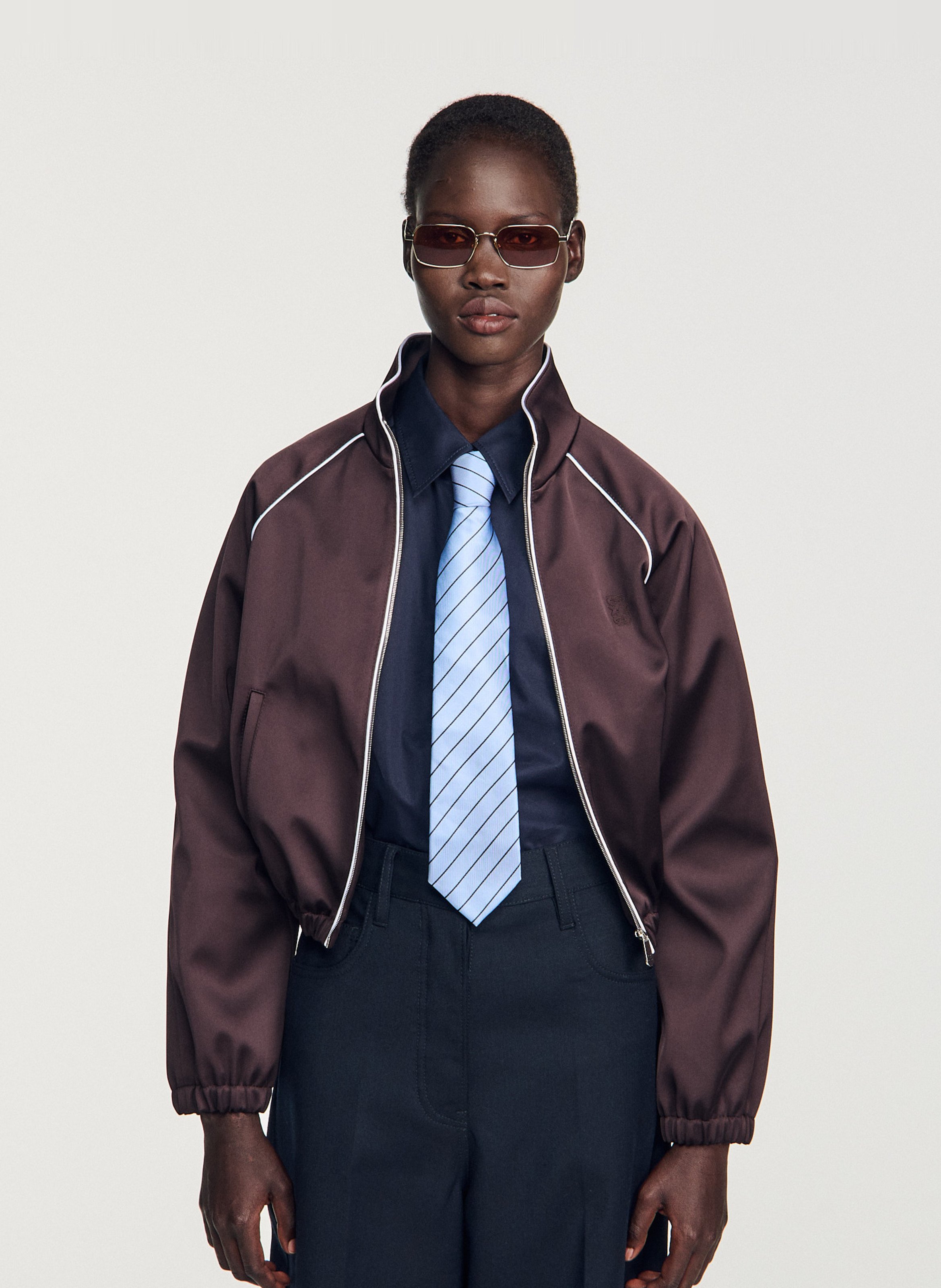 Pantalon droit en laine mélangée SANDRO Bleu