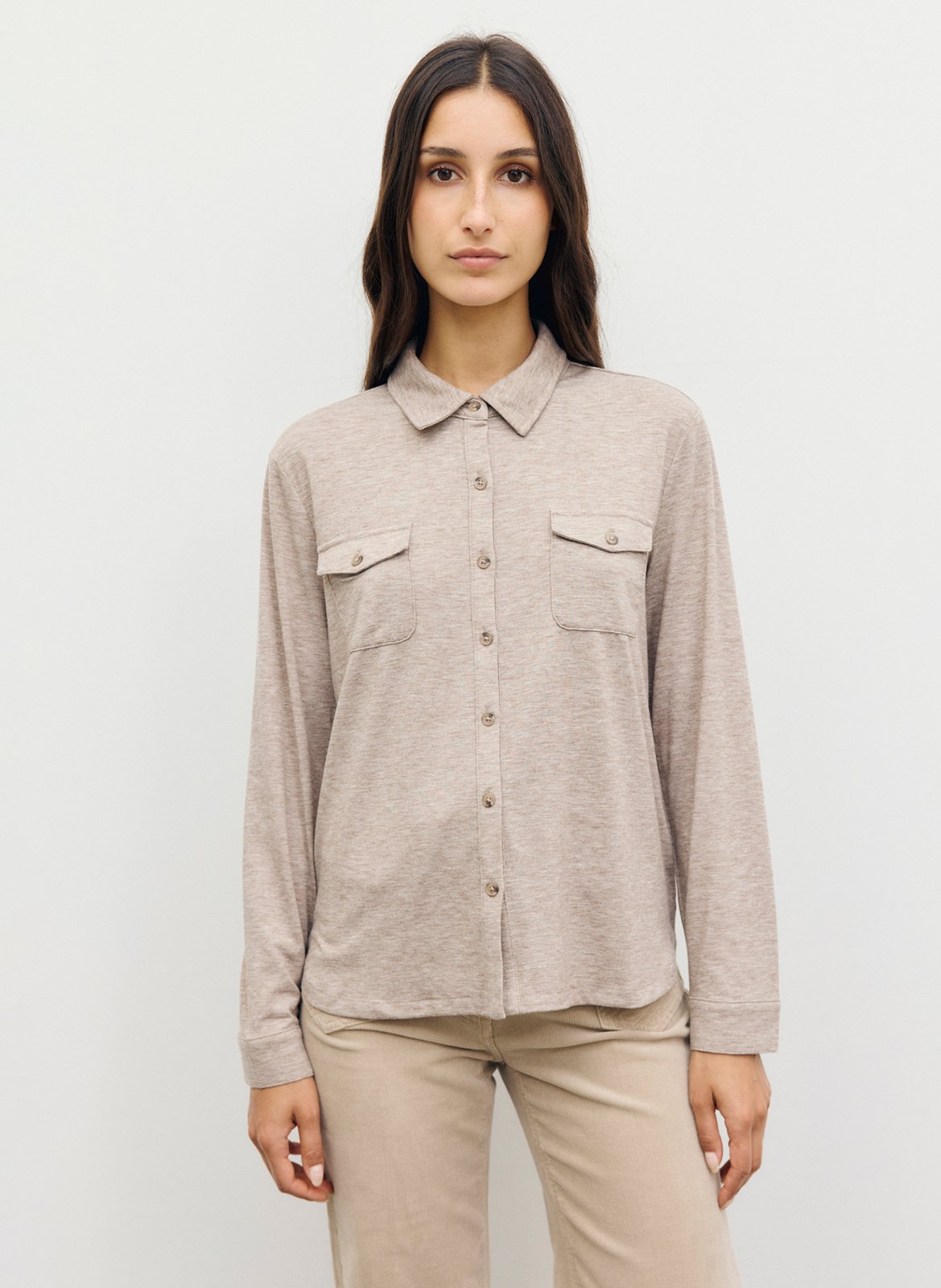 Straight shirt with classic collar and pockets GERARD DAREL Beige