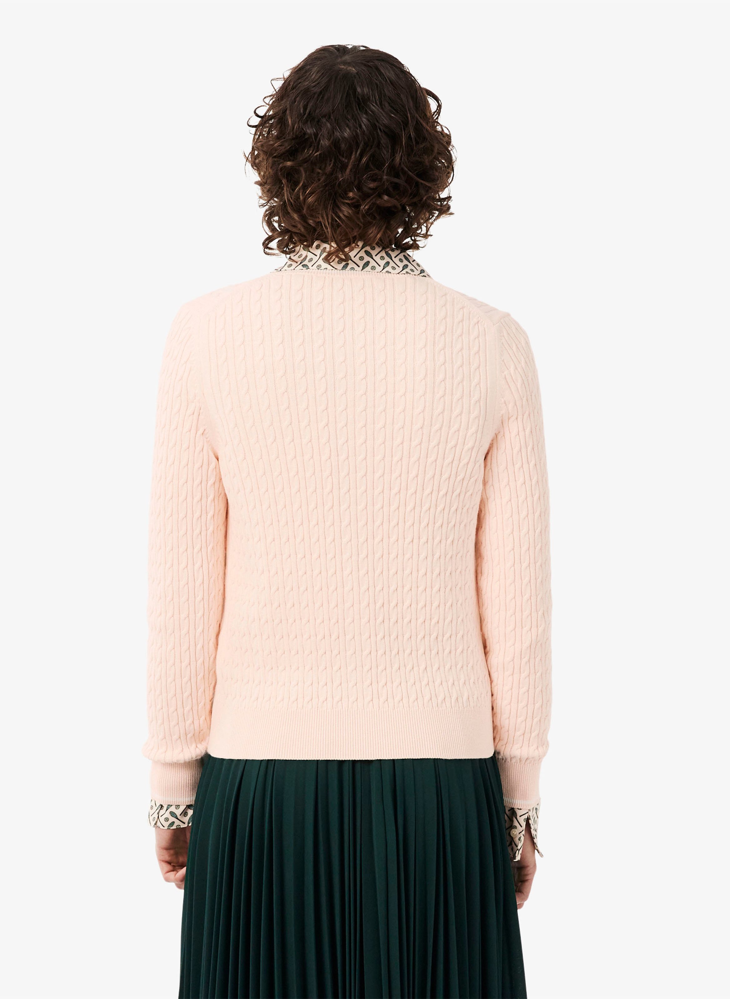 Cardigan droit en coton mélangé LACOSTE Rose