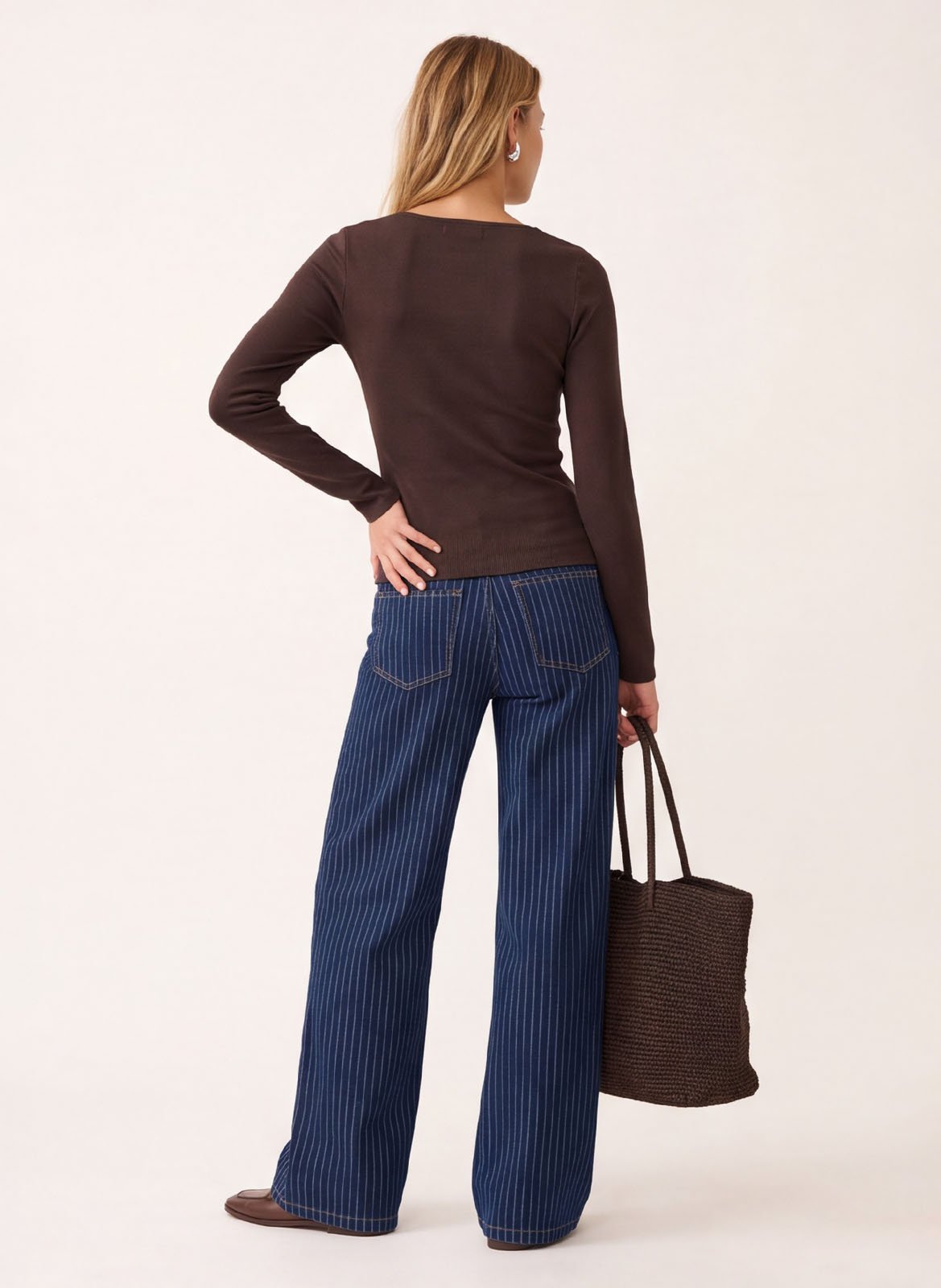 Top droit col carré en coton mélangé | Marron KOOKAI Femme