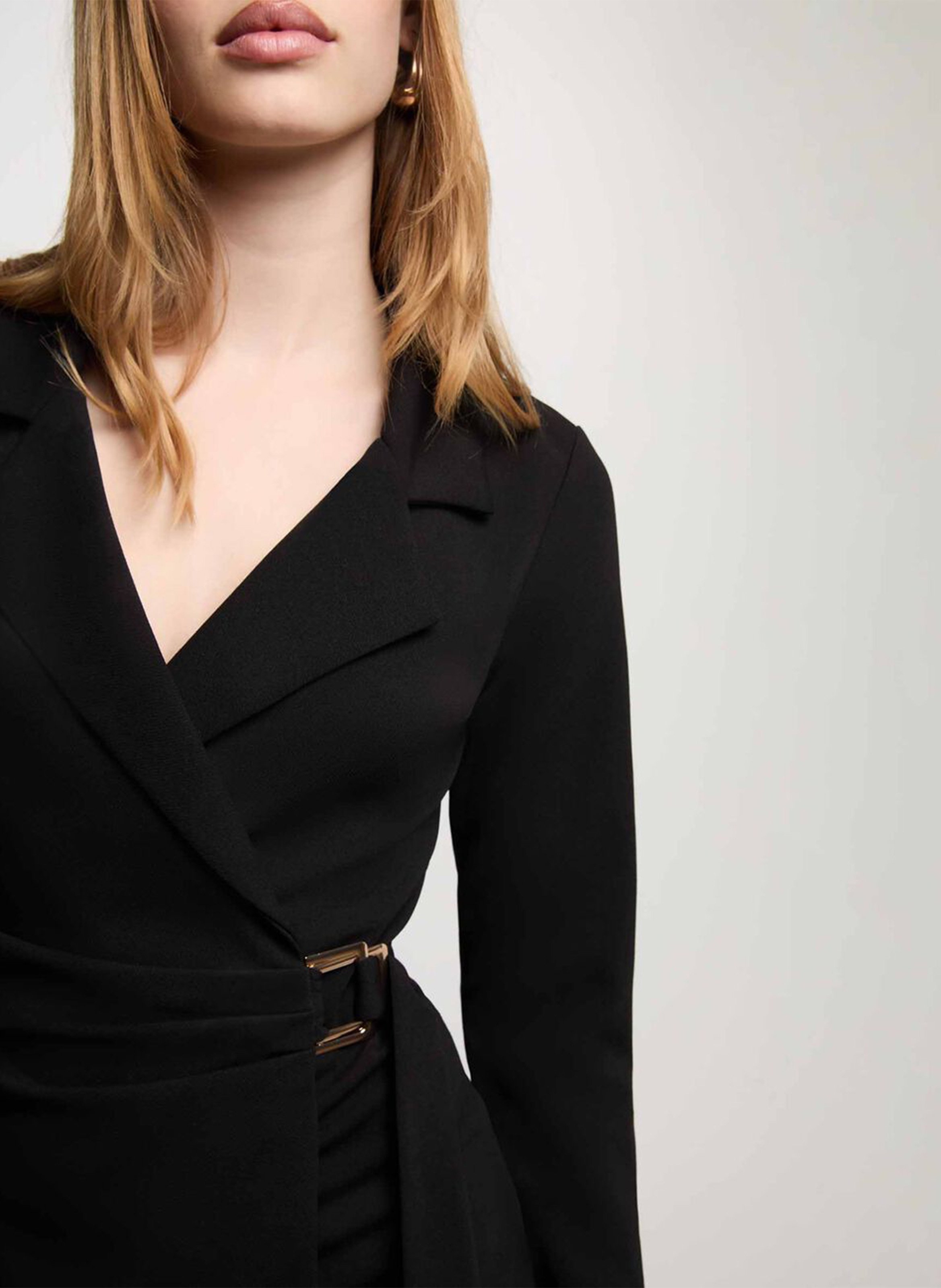 Fitted short wrap dress MORGAN Black