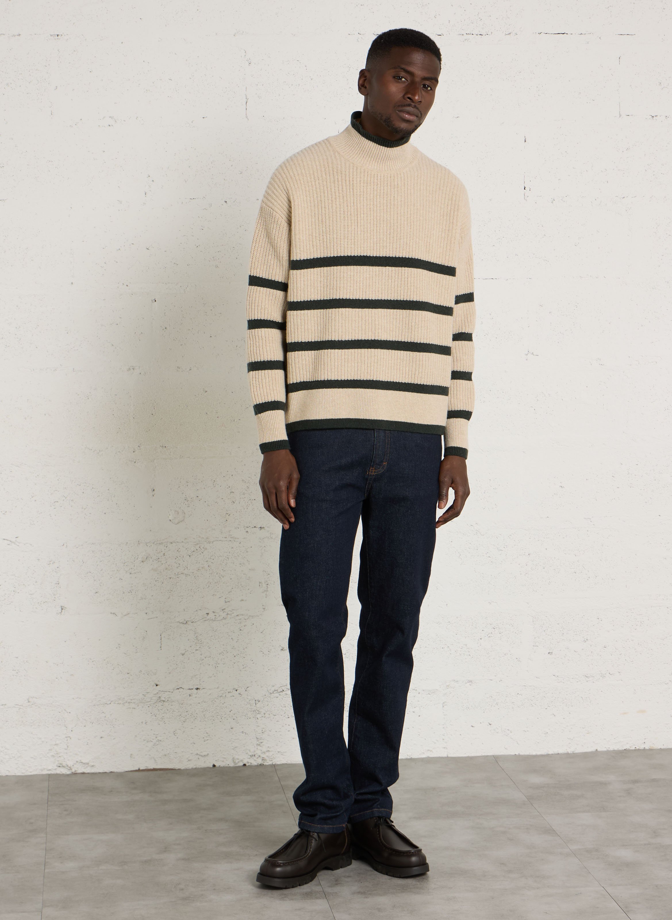 Wool-blend loose-fit striped sweater ARMOR LUX Beige