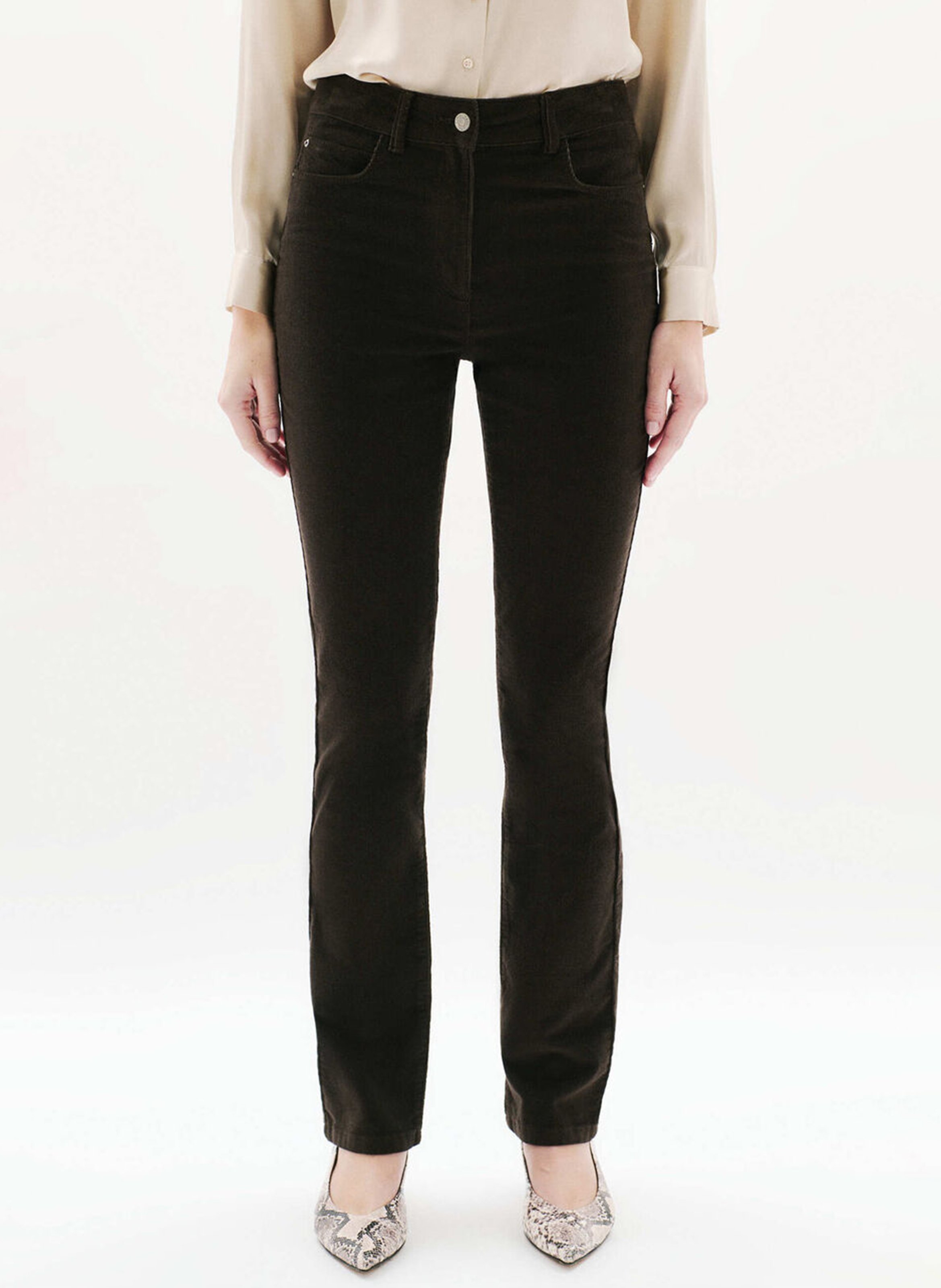 Straight-leg velvet pants | Brown CAROLL Women