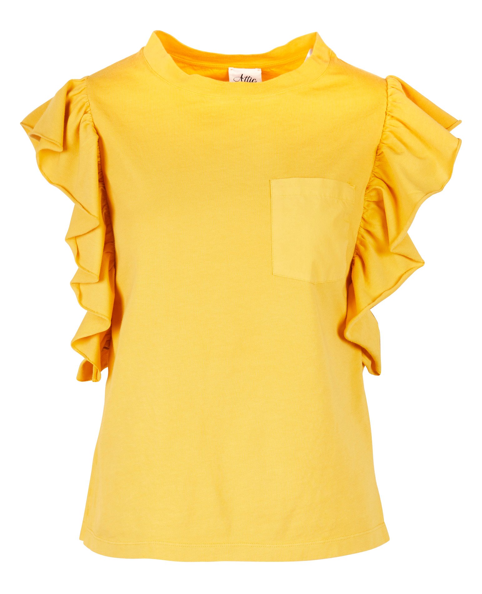 Tee-shirt col rond sans manches à volants ATTIC AND BARN Jaune