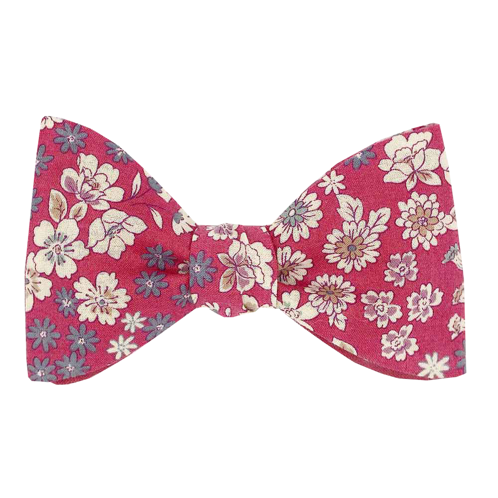 Floral print cotton bow tie LE COQ EN PAP' Red