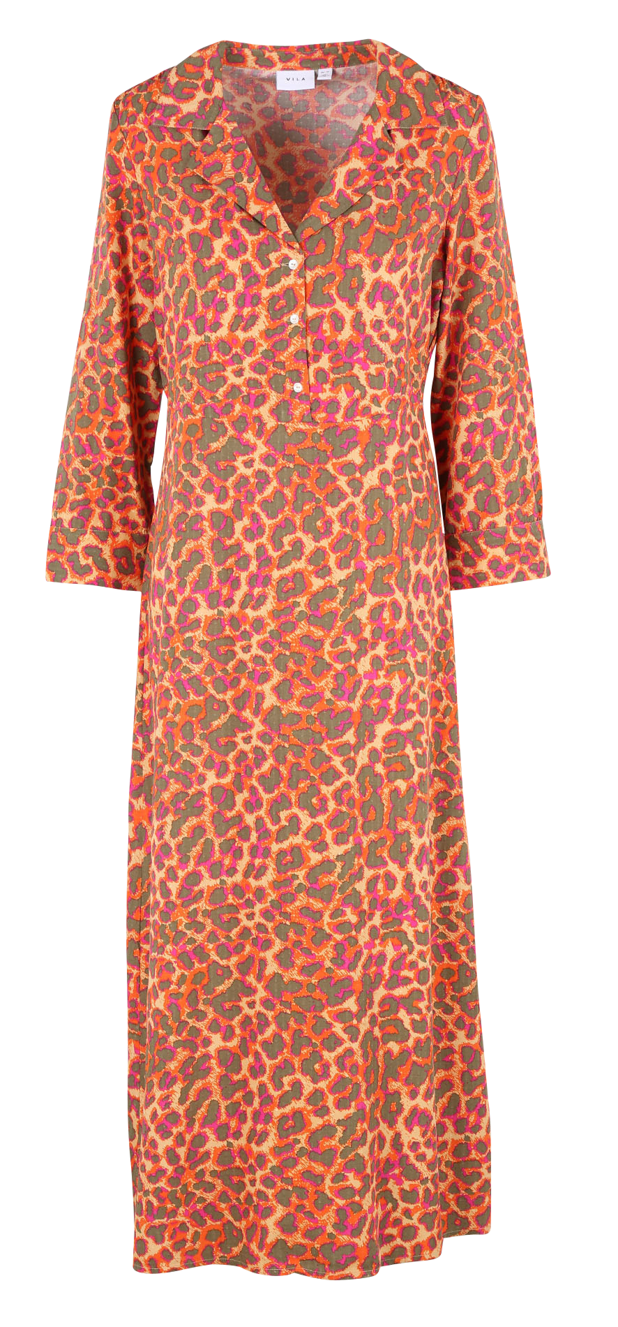 Robe longue col tailleur imprimée  VILA Orange