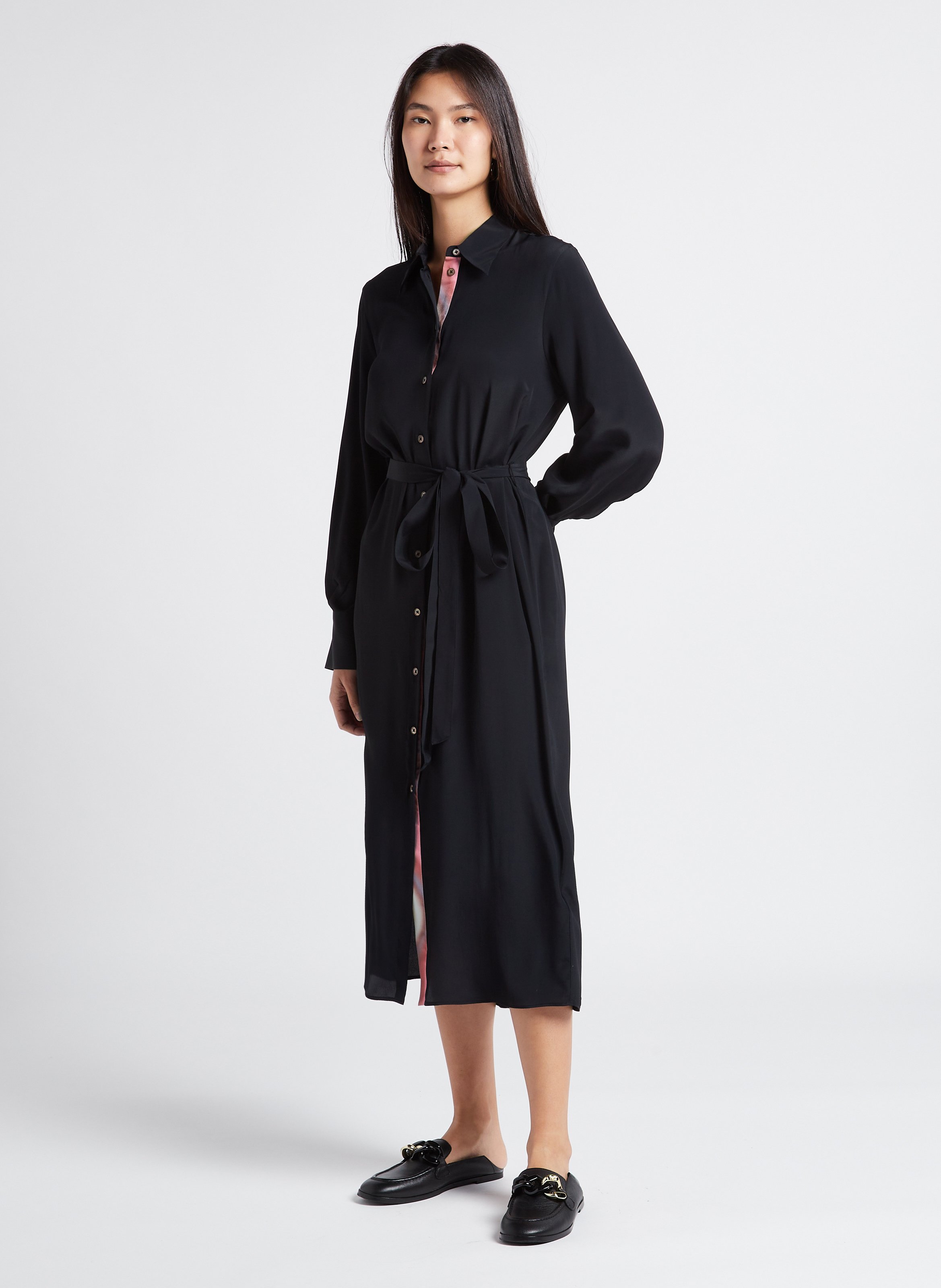 Straight midi dress with classic collar PAUL SMITH Black