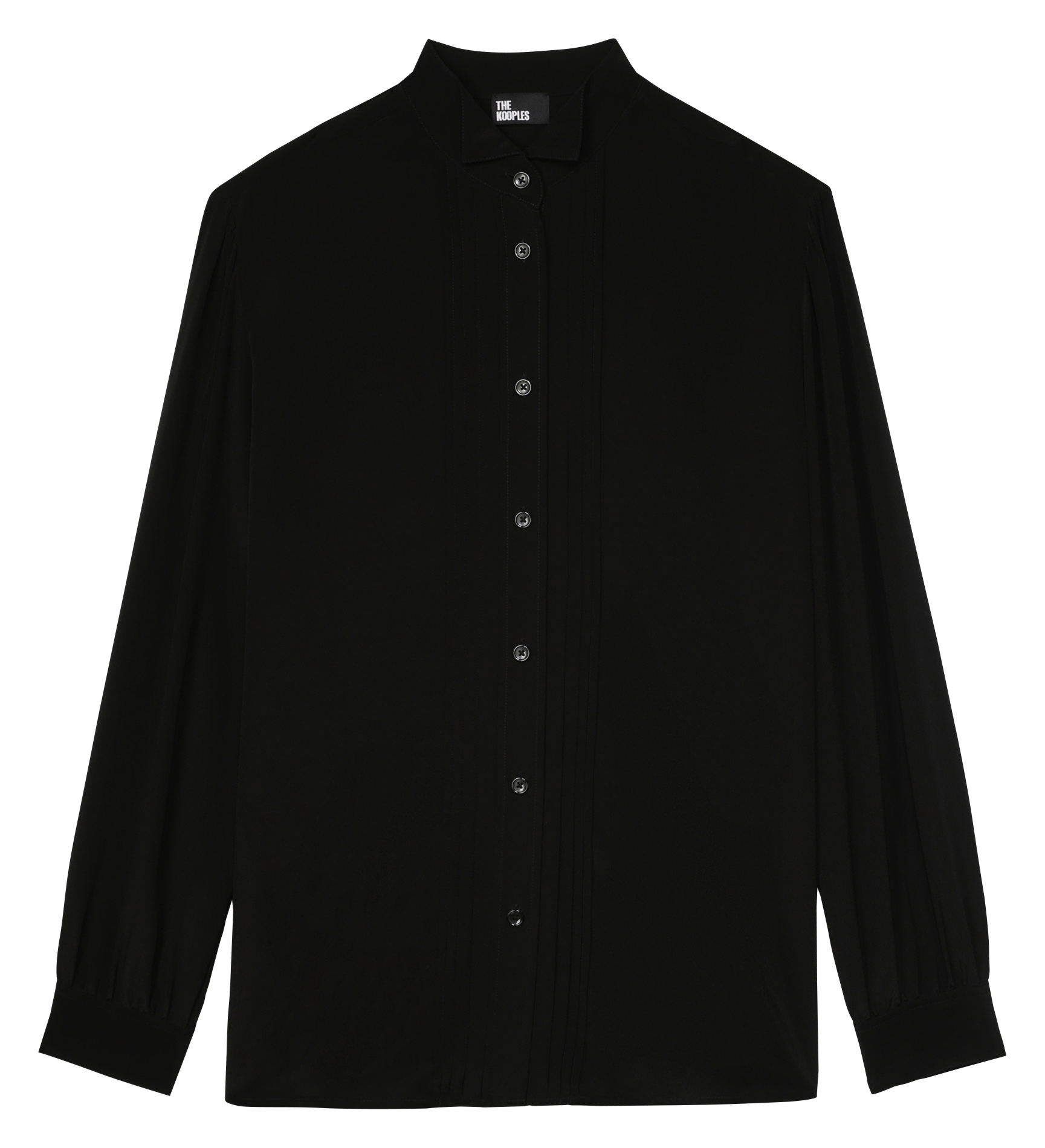 Pleated silk shirt with wing collar THE KOOPLES Black