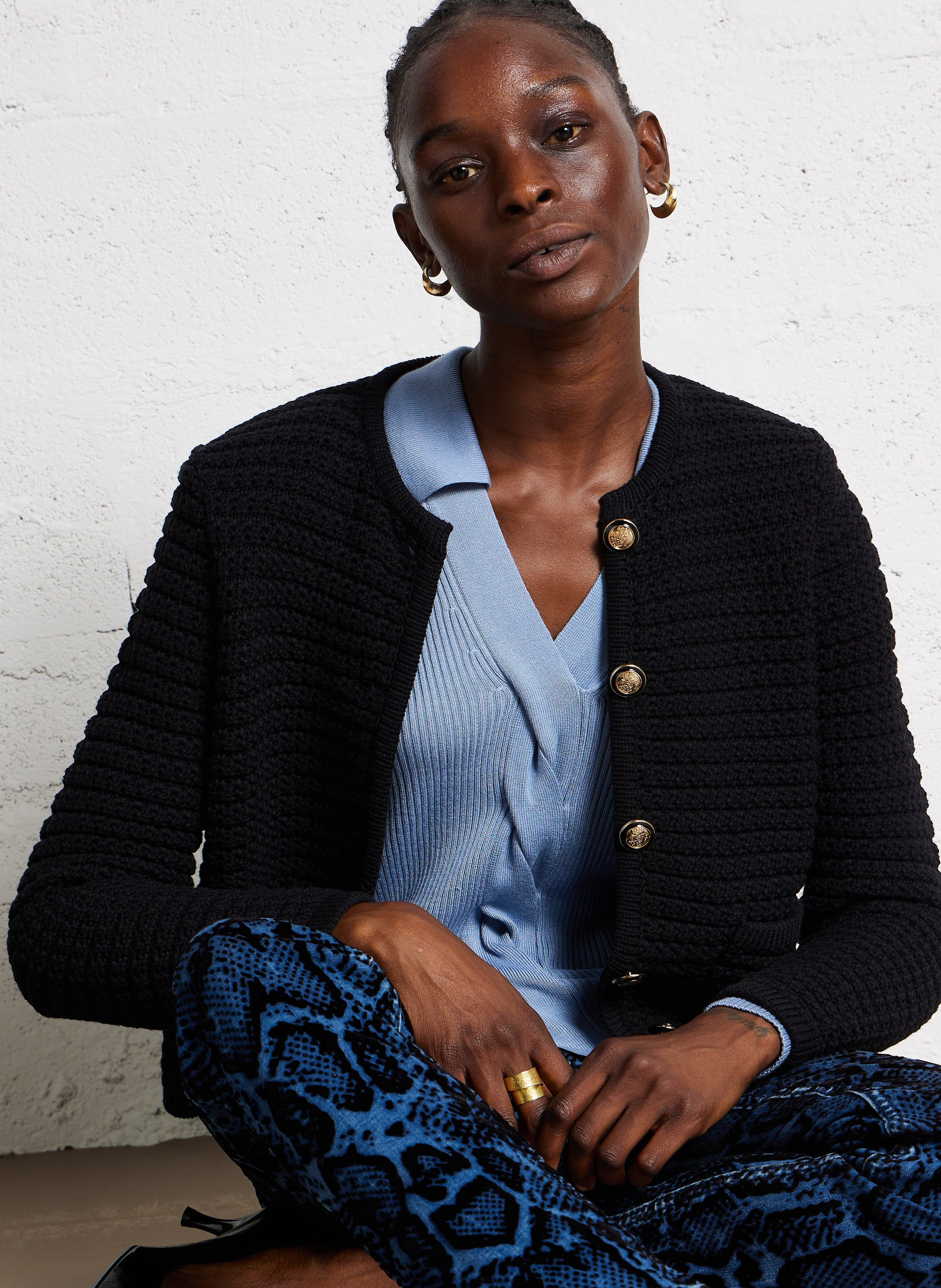 Recht vest met ronde hals | katoenblend BA&SH Zwart