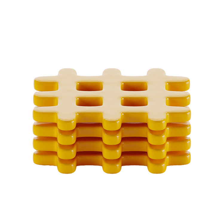 Set of 4 coasters, square woven ceramic POTIRON PARIS Yellow