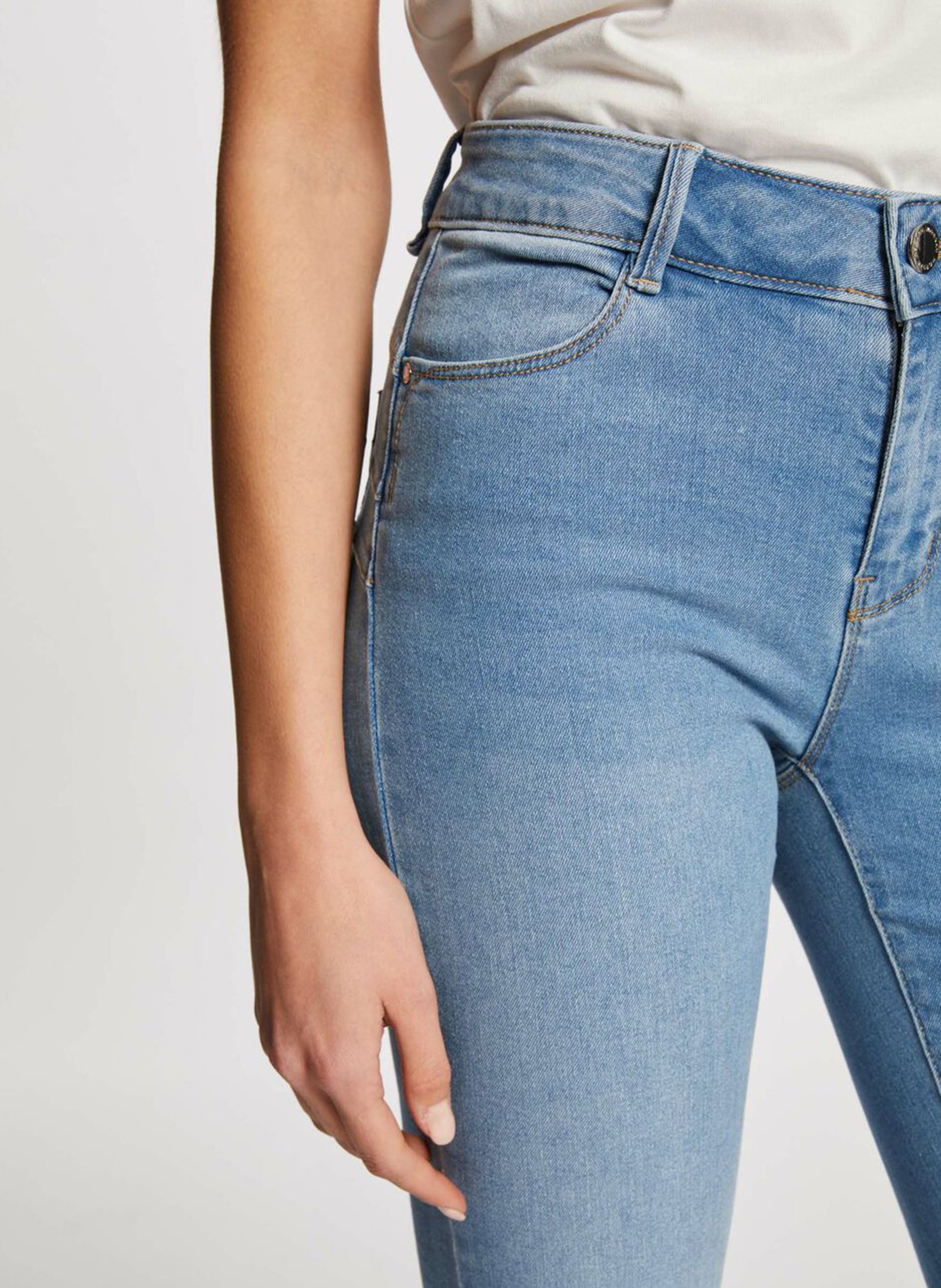 Slim-fit raw cotton-blend jeans Blue