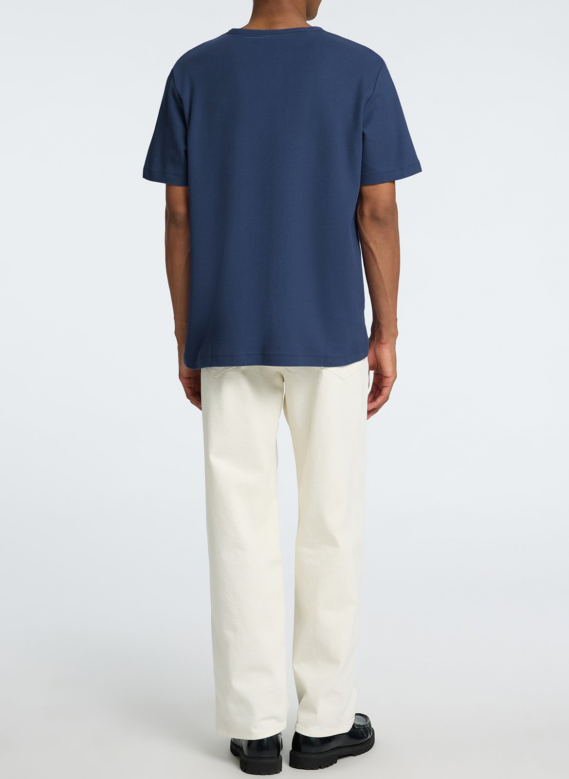 Tee-shirt col rond en coton bio Bleu