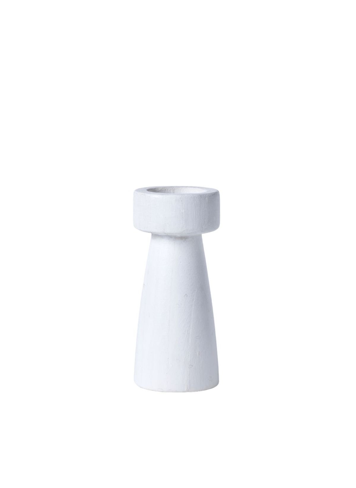 Conical wooden candle holder FACTORY White