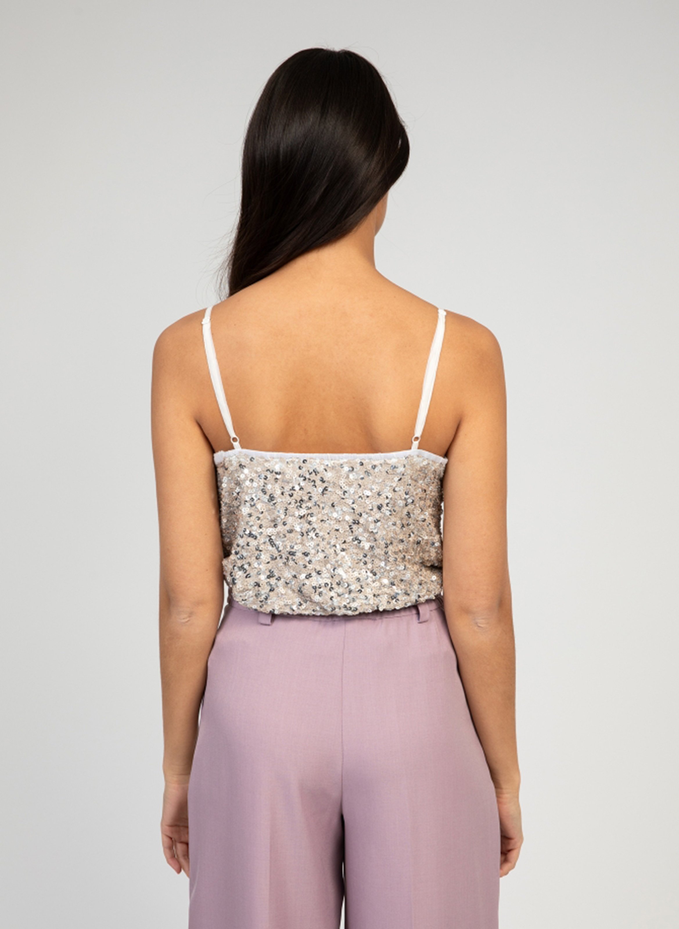 V-neck sequin camisole AN'GE White