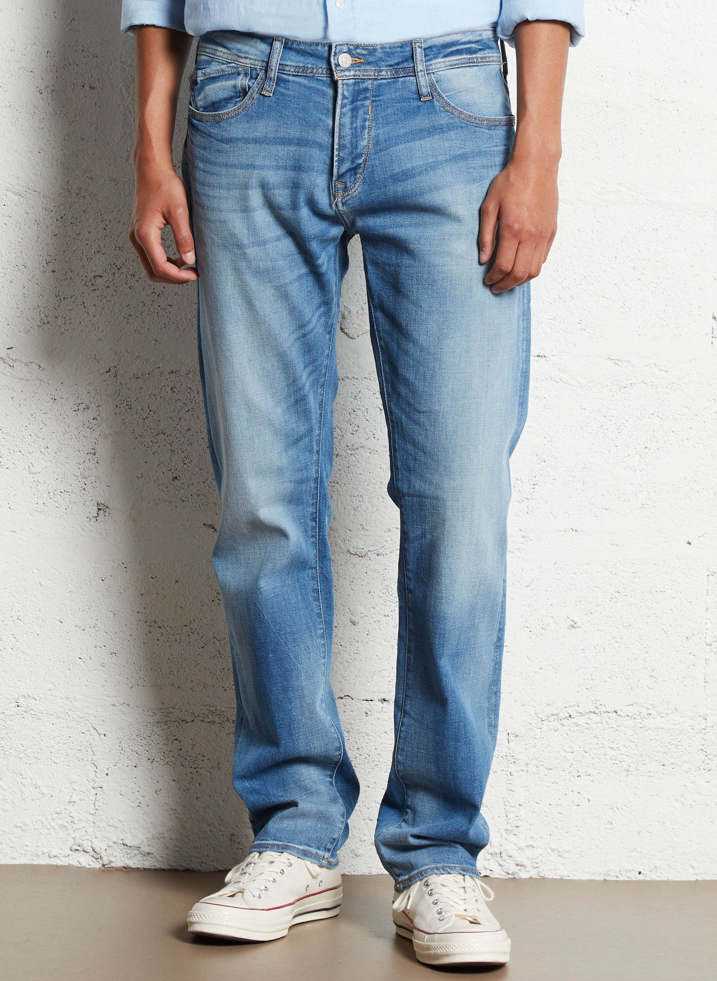 Cotton-blend straight jeans LE TEMPS DES CERISES Blue