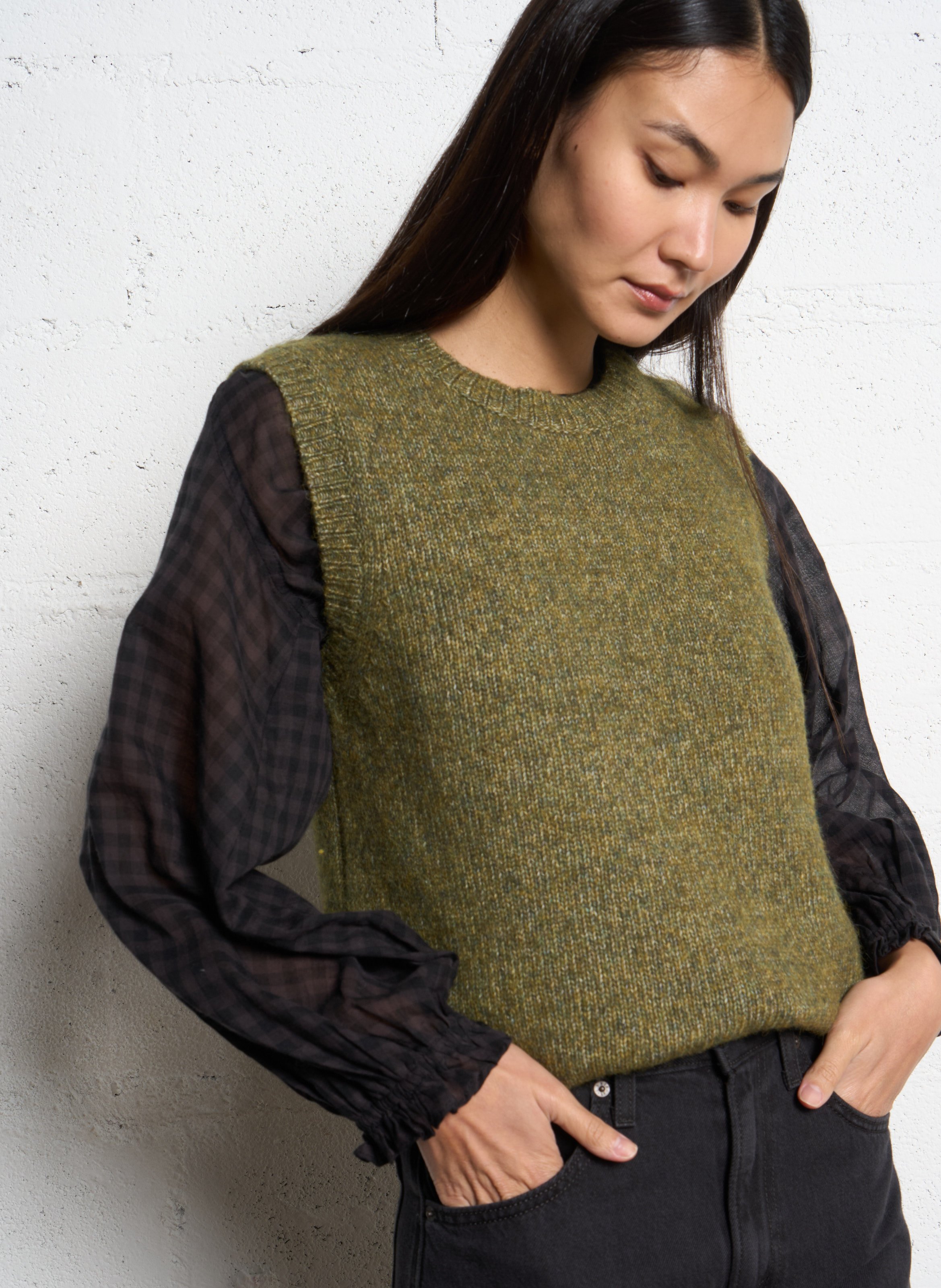 Gerade geschnittener Pullover aus Wollmix JC SOPHIE Grun