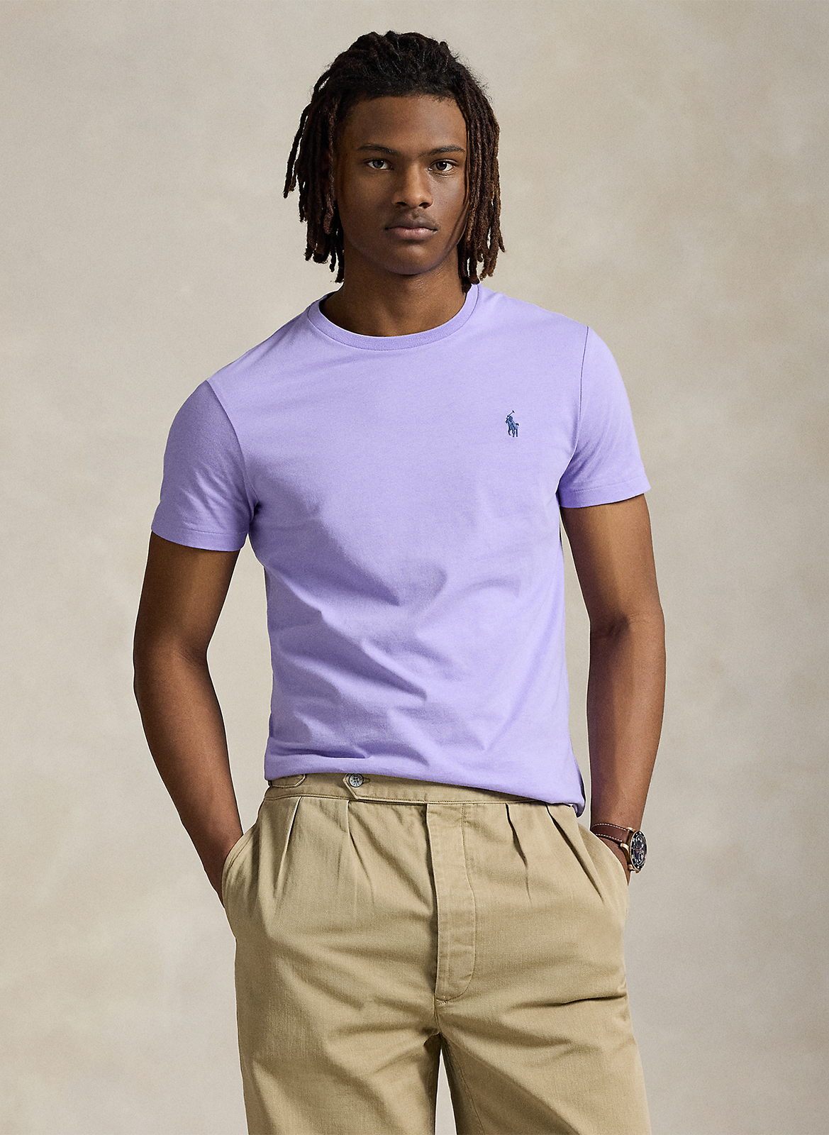 Tee-shirt col rond slim-fit en coton POLO RALPH LAUREN Violet