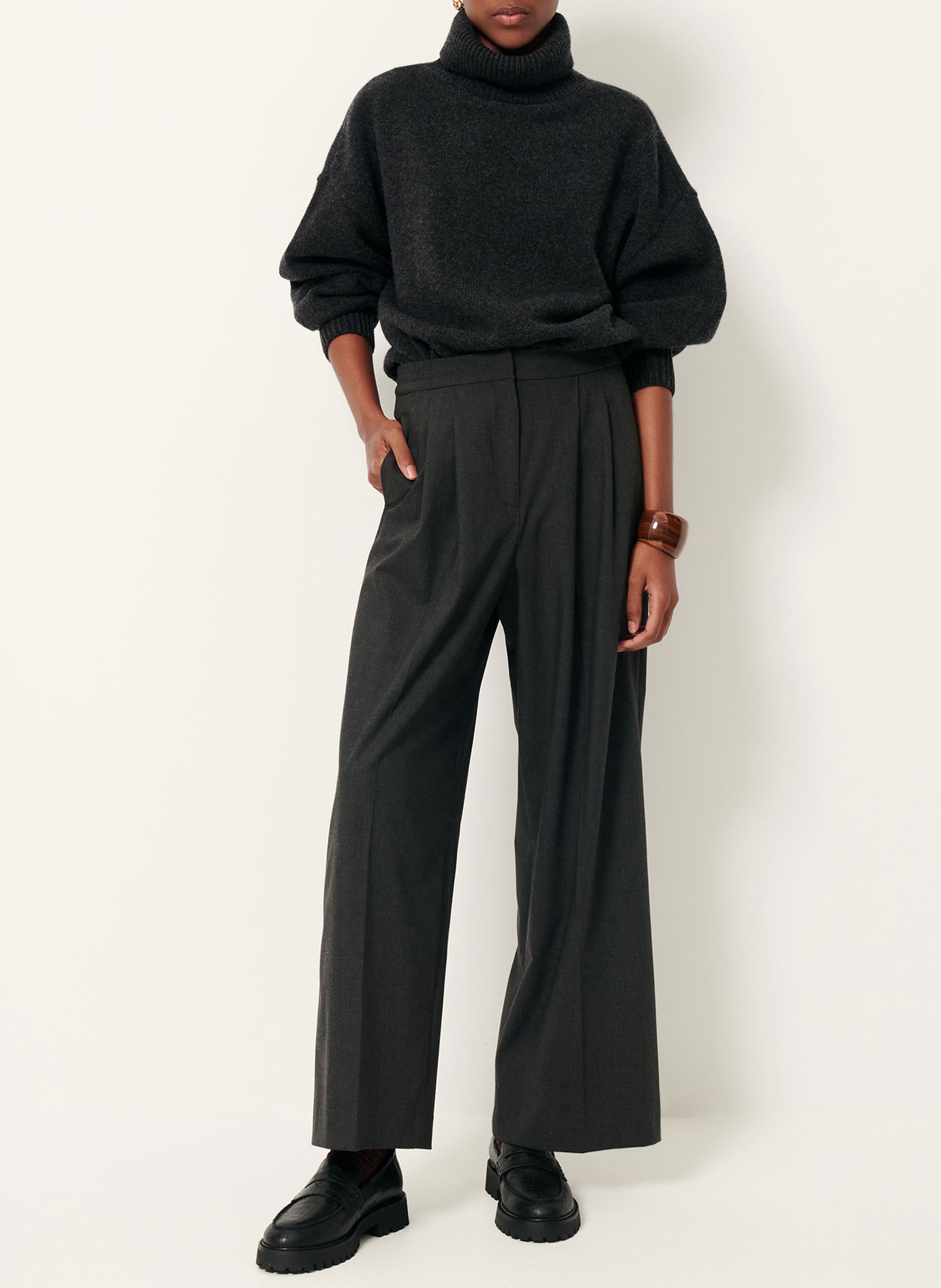 High-waisted wide-leg pants SESSUN Grey