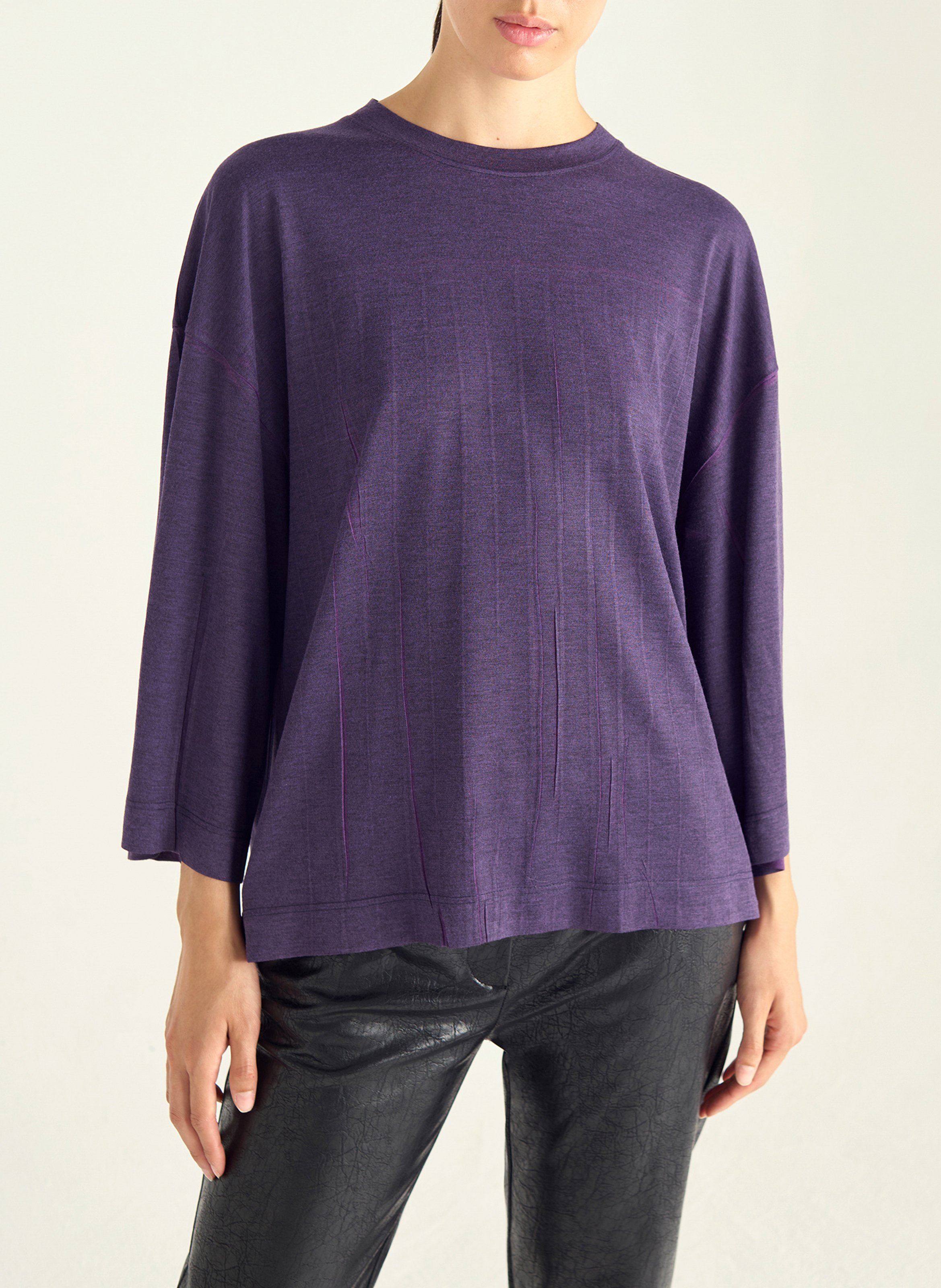 Effen top met lange mouwen en ronde hals COTELAC Violet