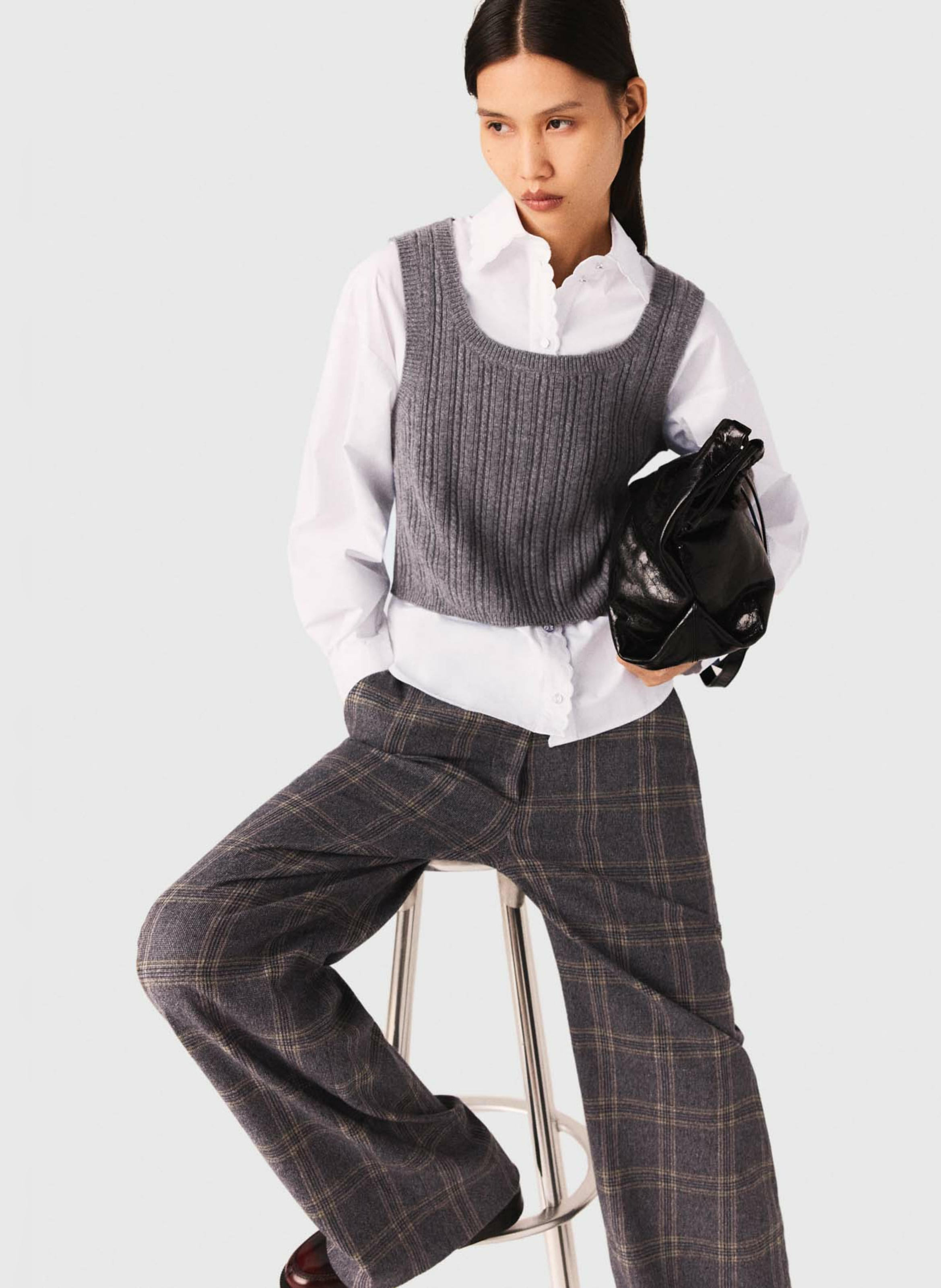 Top en maille 2-en-1 MAJE Gris