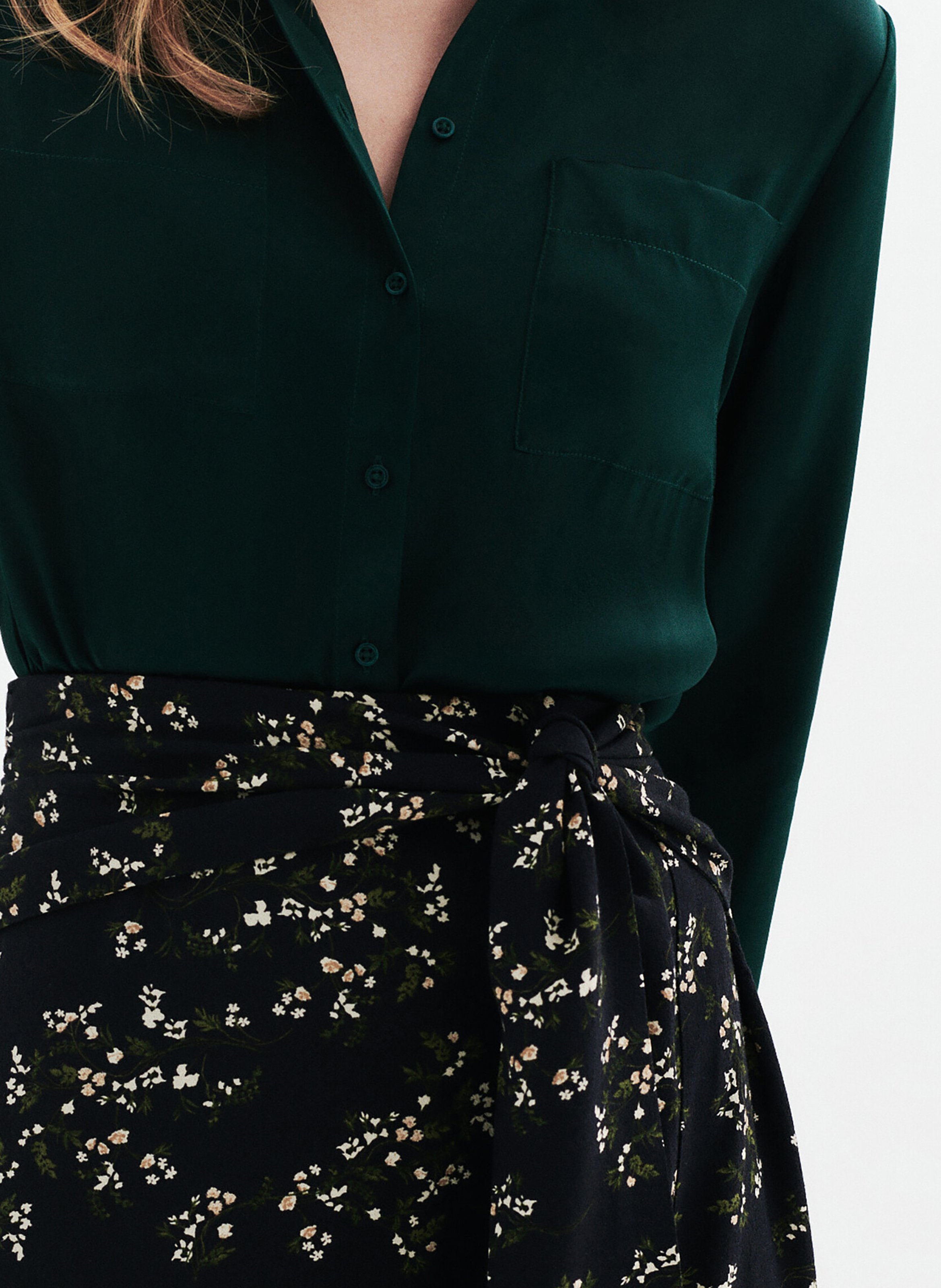 High-waisted midi skirt with print CAROLL Black