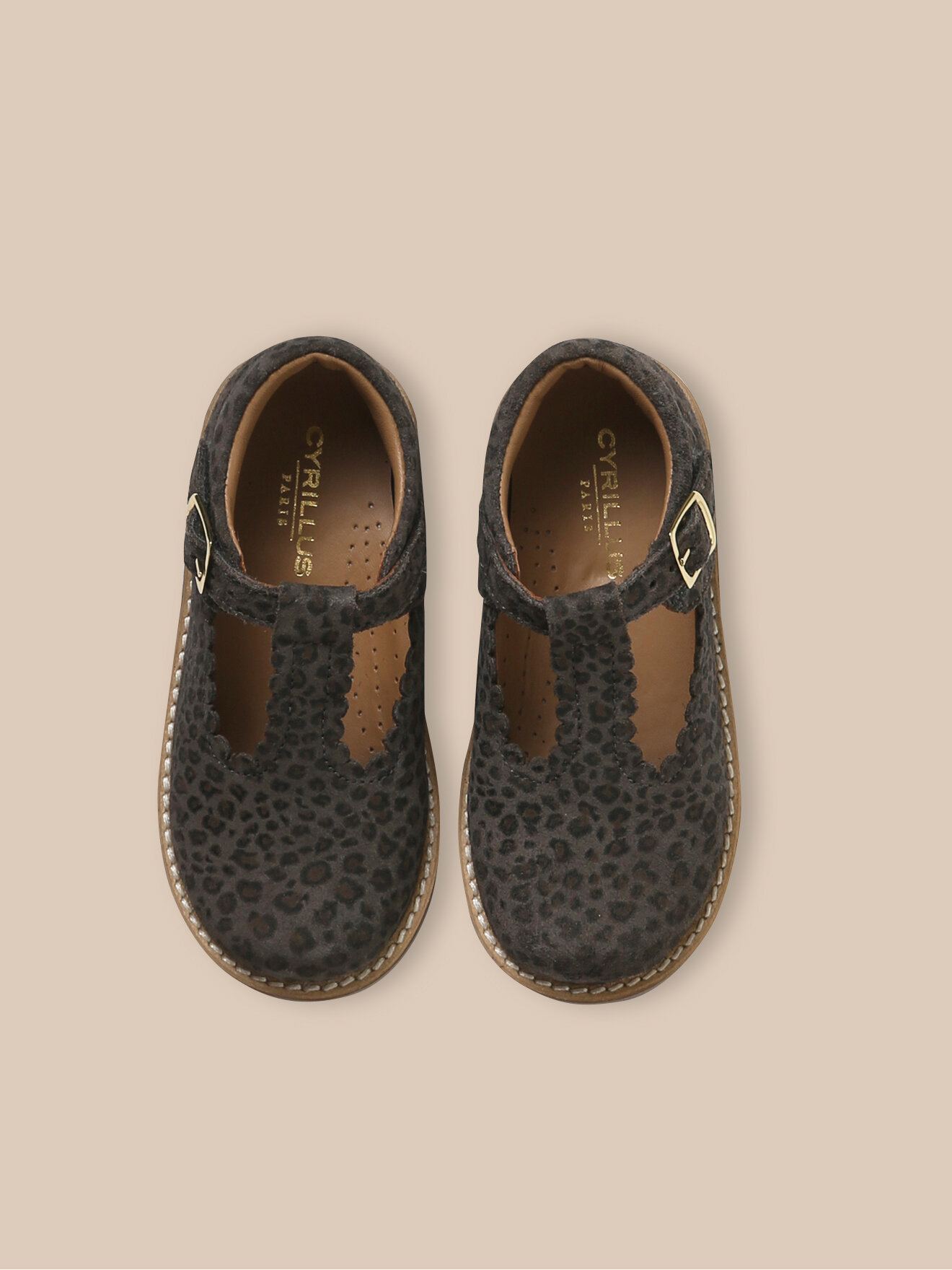 Baya goatskin suede T-bar shoes CYRILLUS Blue