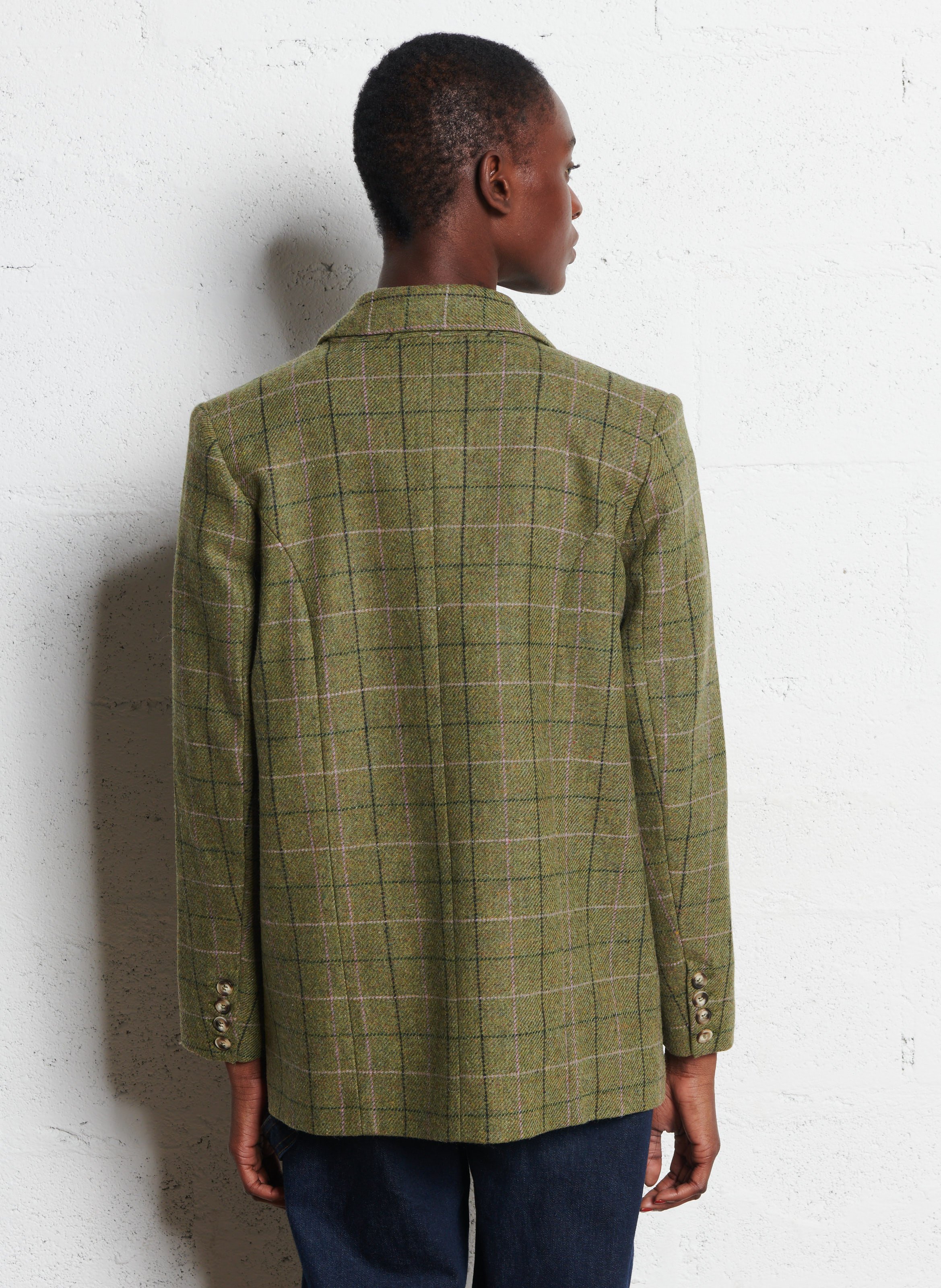 Checked wool blazer DES PETITS HAUTS Green