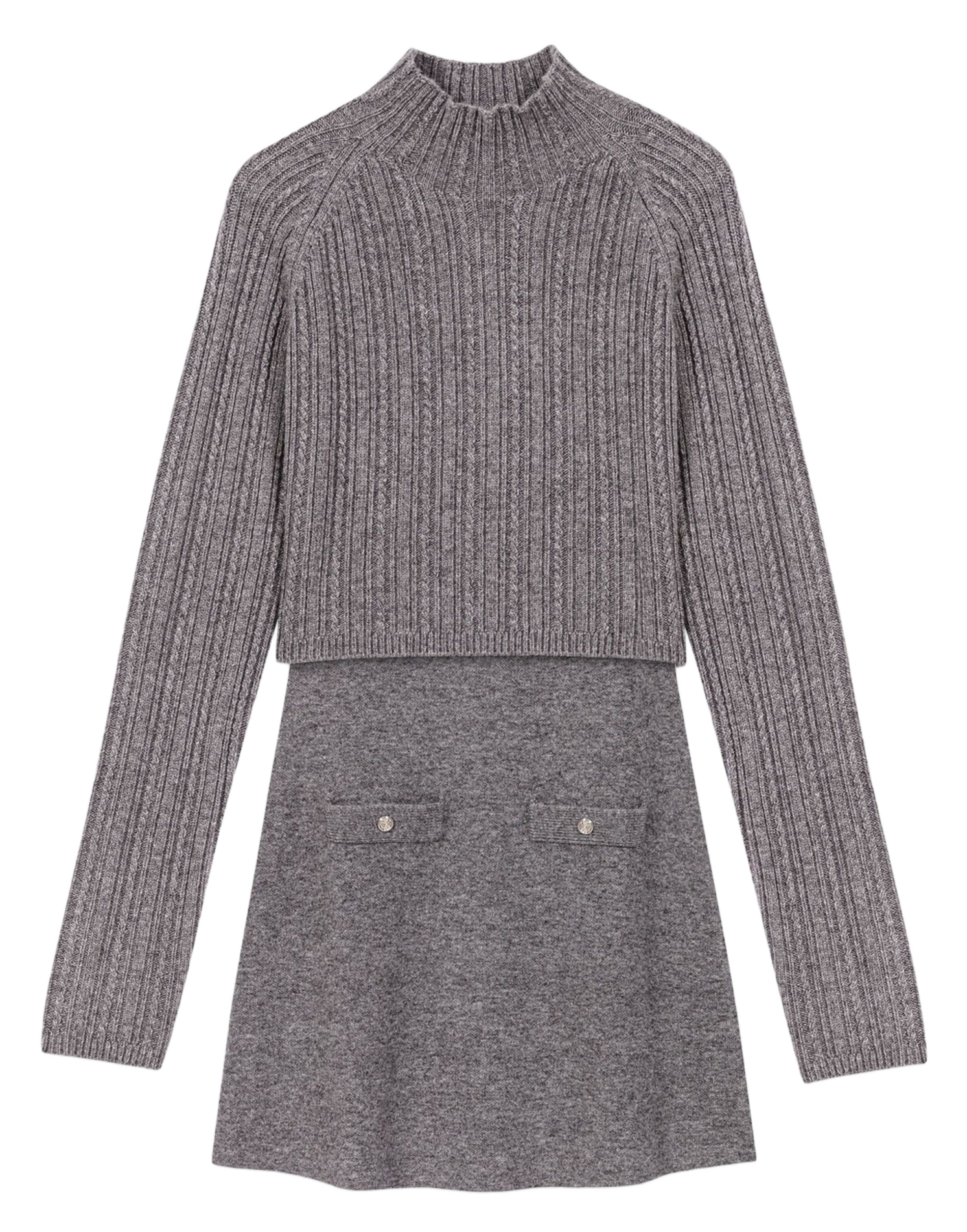 Robe courte col rond MAJE Gris