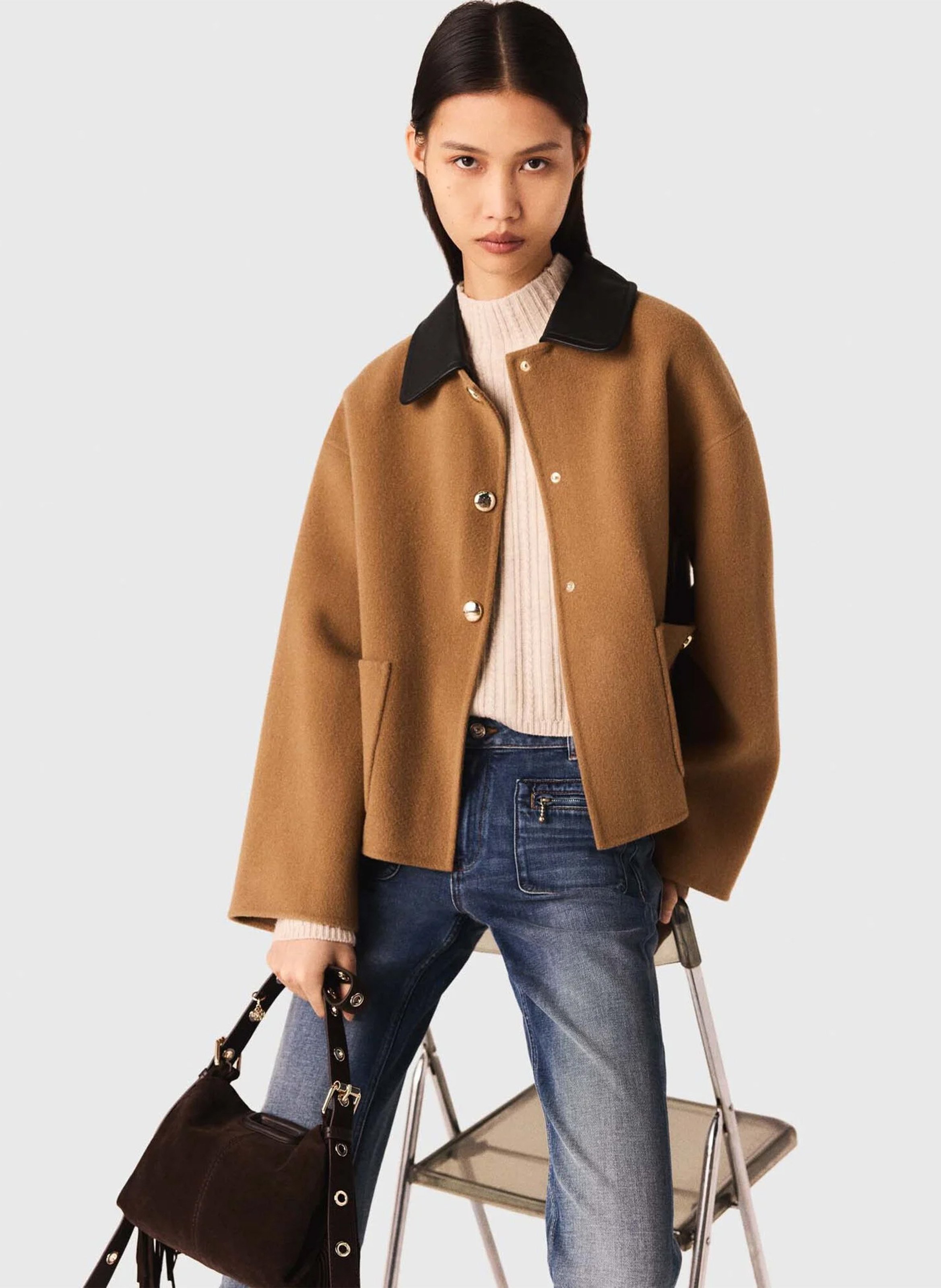 Alpakamantel MAJE Braun