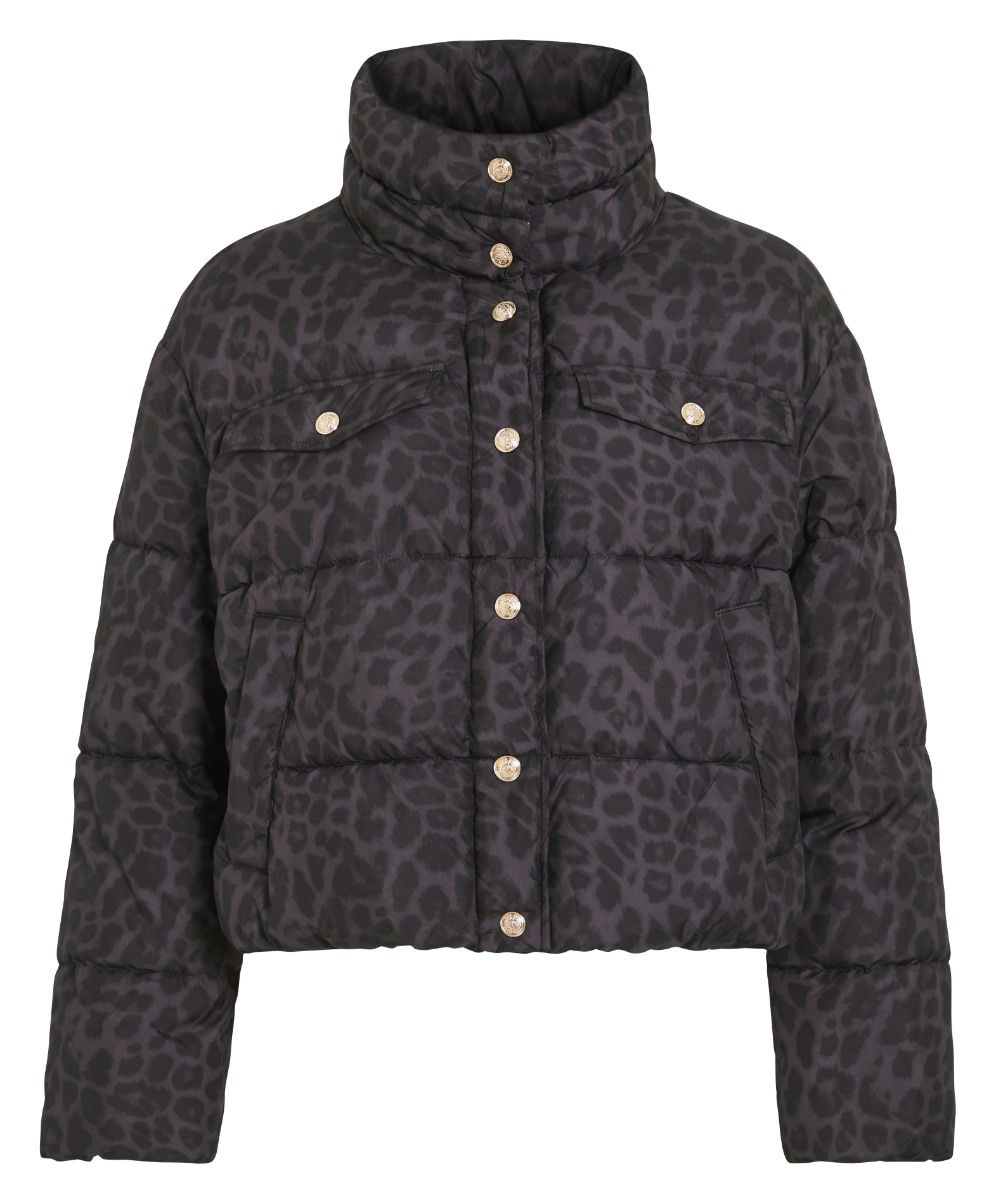 Printed high-neck straight down jacket VILA Black