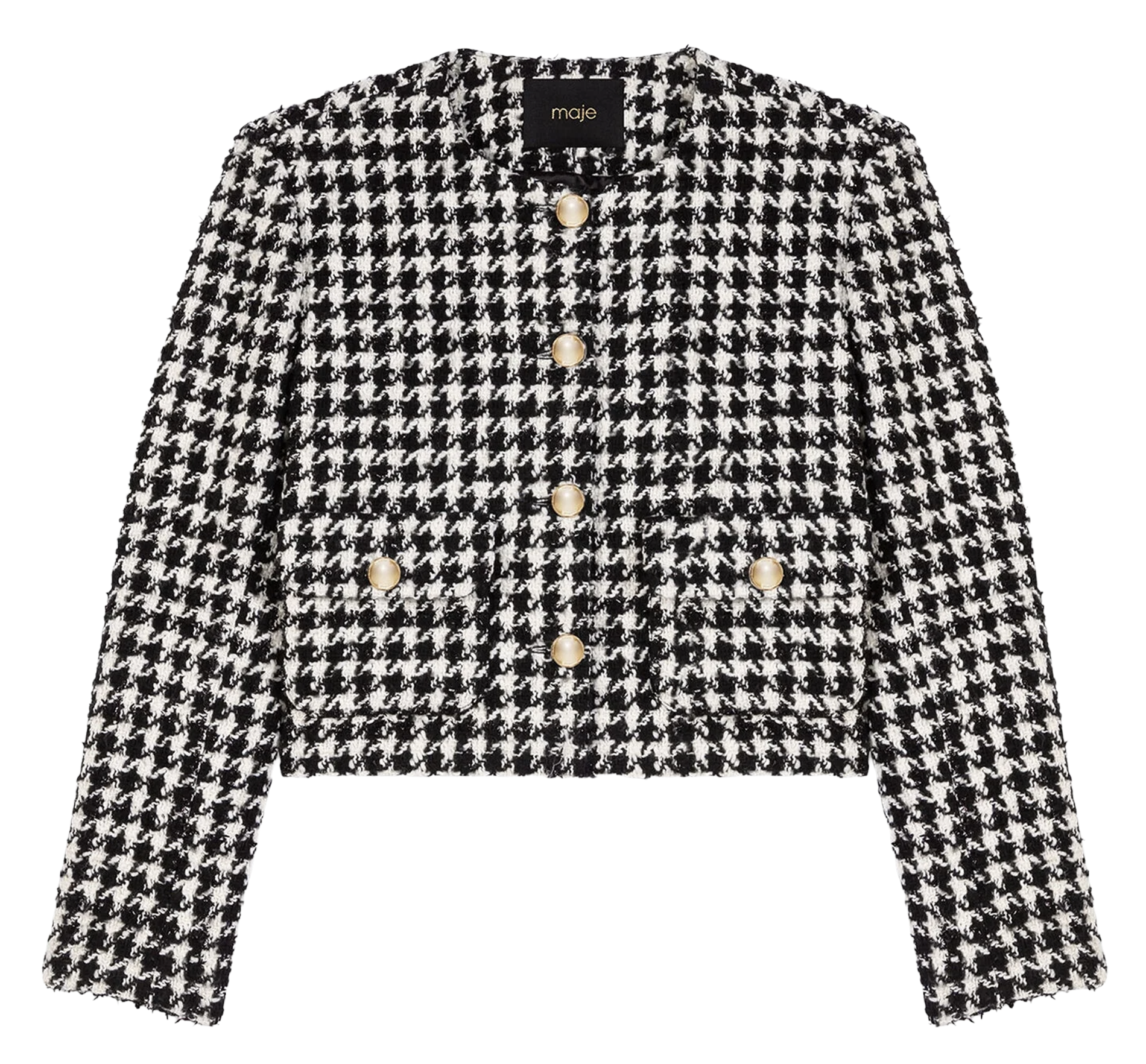 Veste droite col rond en tweed MAJE Blanc