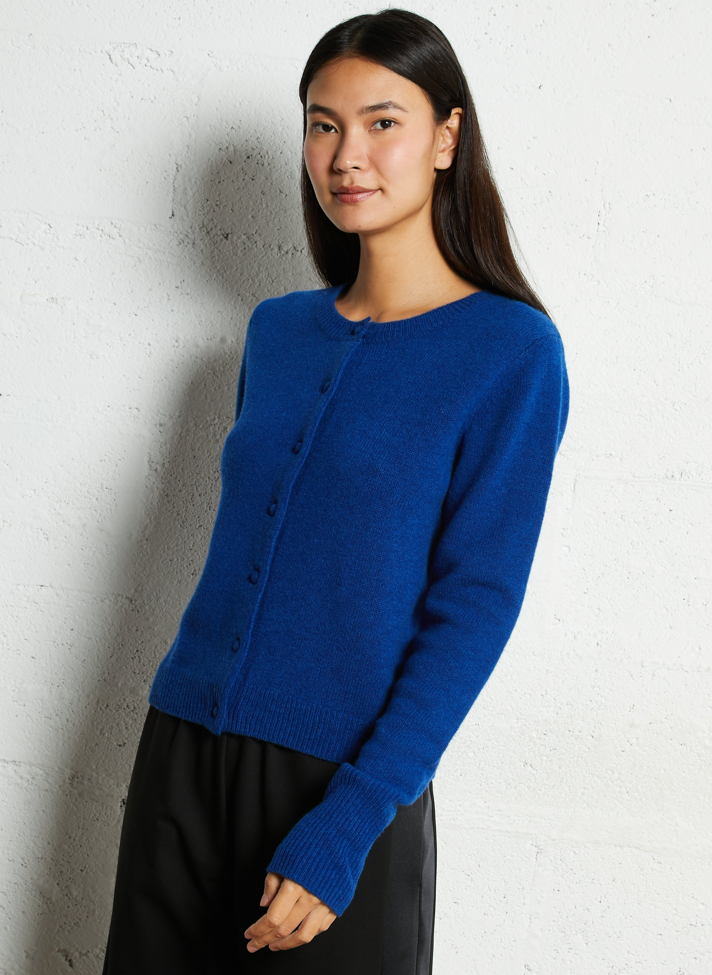 Cardigan droit en laine BELLA JONES Bleu