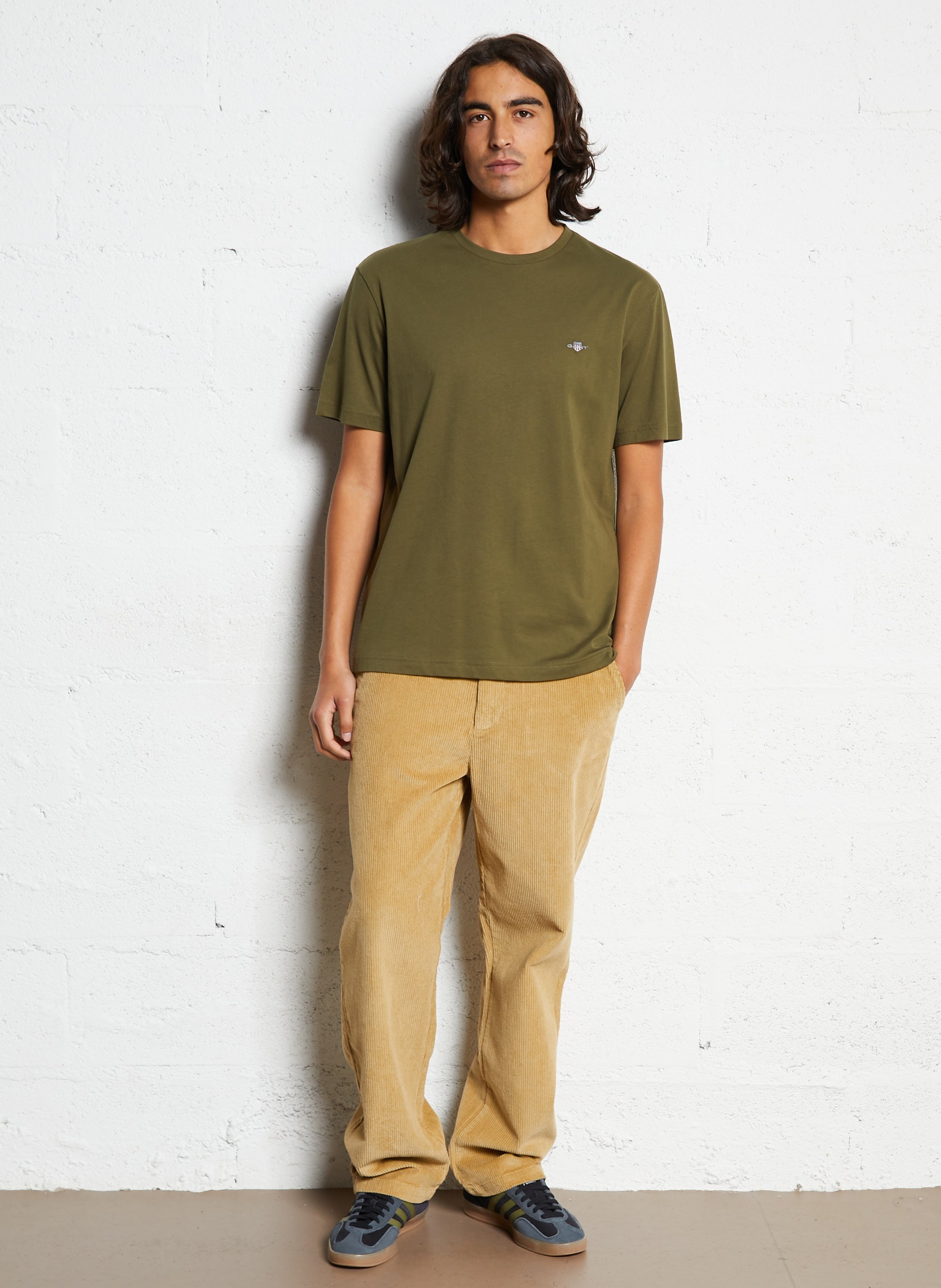 Straight cotton round-neck T-shirt GANT Green