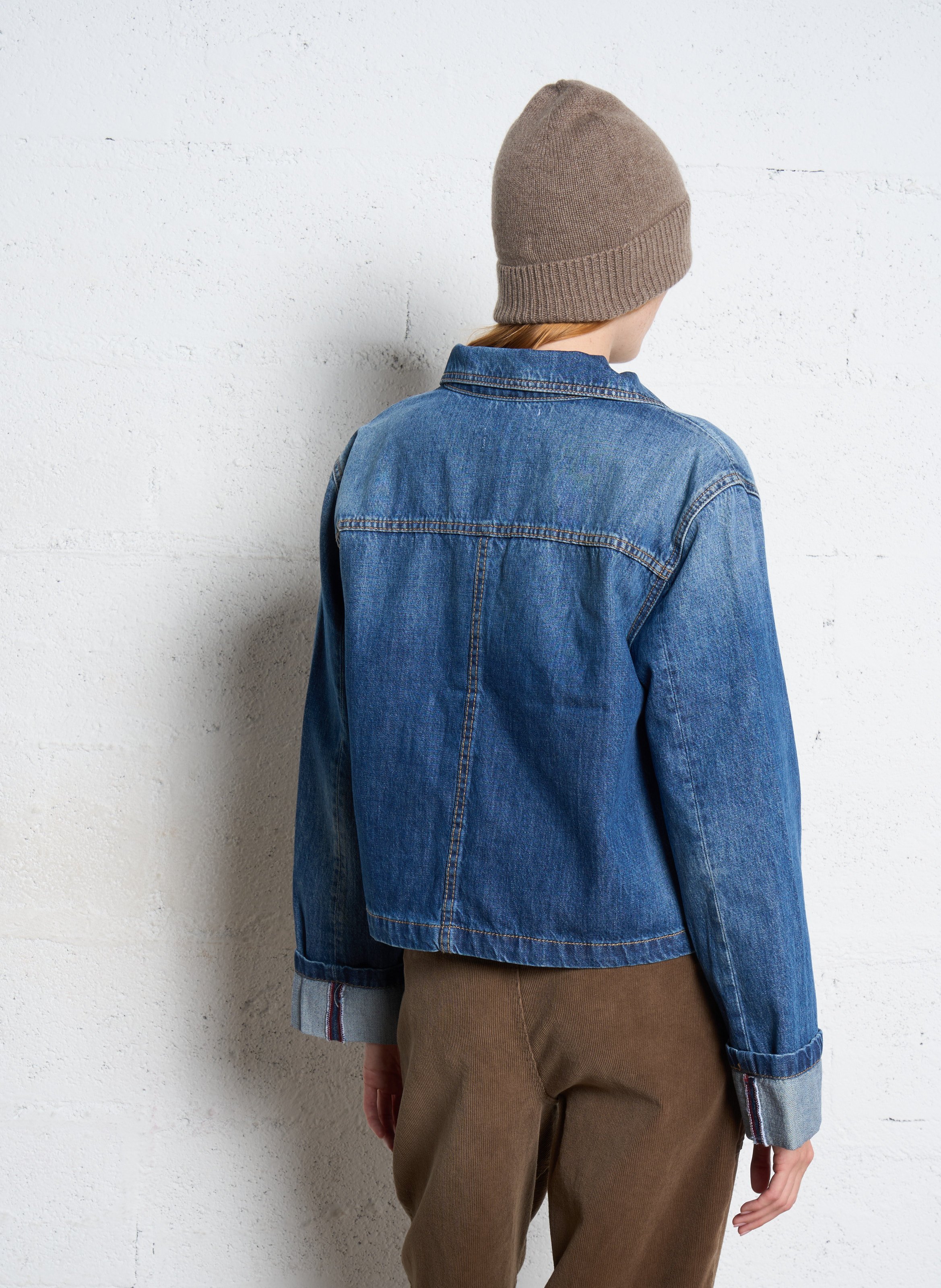 Veste col classique en denim de coton mélangé LE TEMPS DES CERISES Bleu